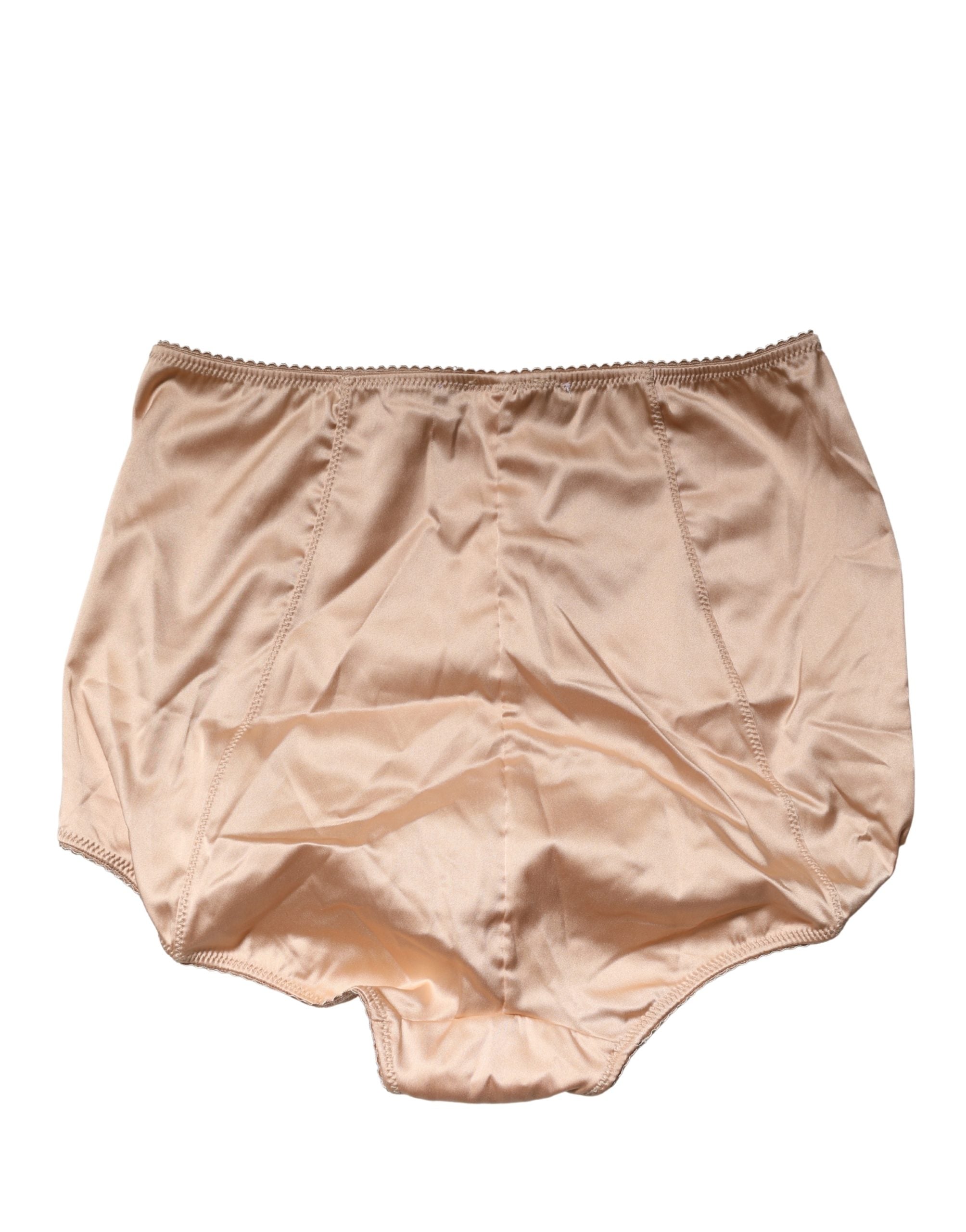 Dolce & Gabbana Beige Seidenmischung High Waist Miederhose Unterwäsche