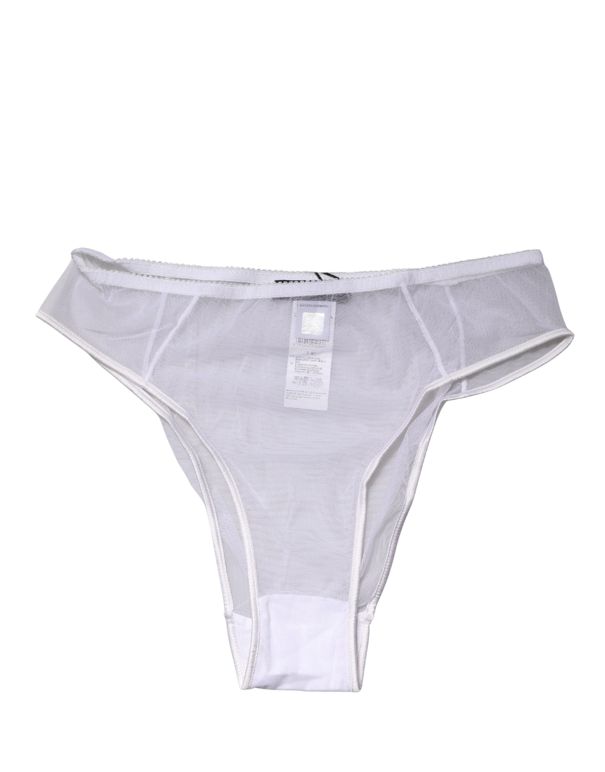 Dolce & Gabbana Weiße transparente Seiden-Stretch-High-Brief-Unterwäsche