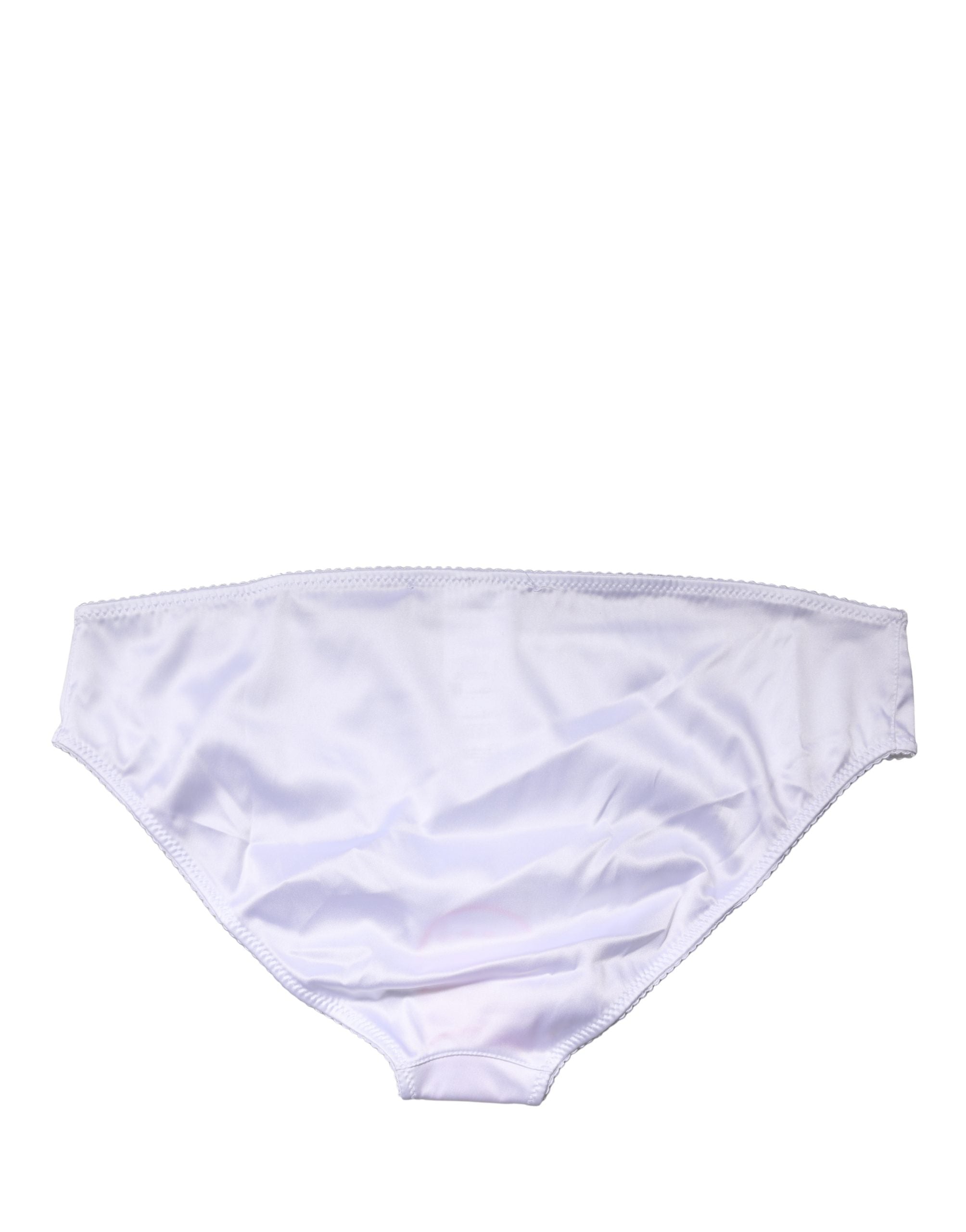 Dolce & Gabbana Weiße Seiden-Stretch-Panty mit mittlerem Bund