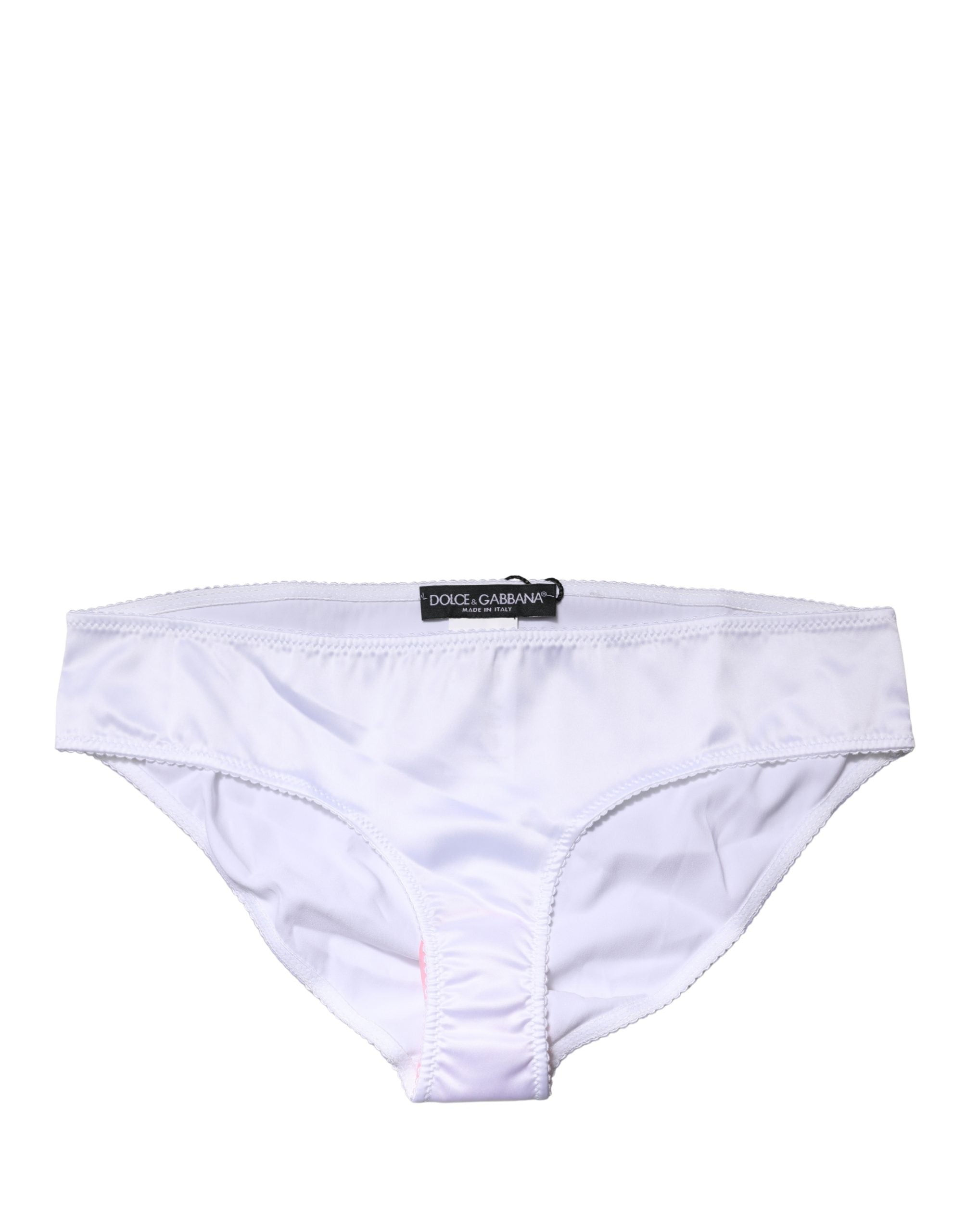 Dolce & Gabbana Weiße Seiden-Stretch-Panty mit mittlerem Bund