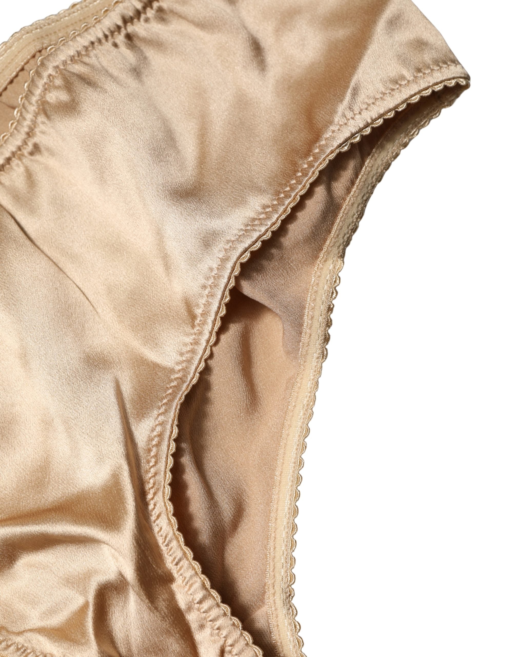 Dolce & Gabbana Beige Seiden-Stretch-Slip mit mittlerem Bund