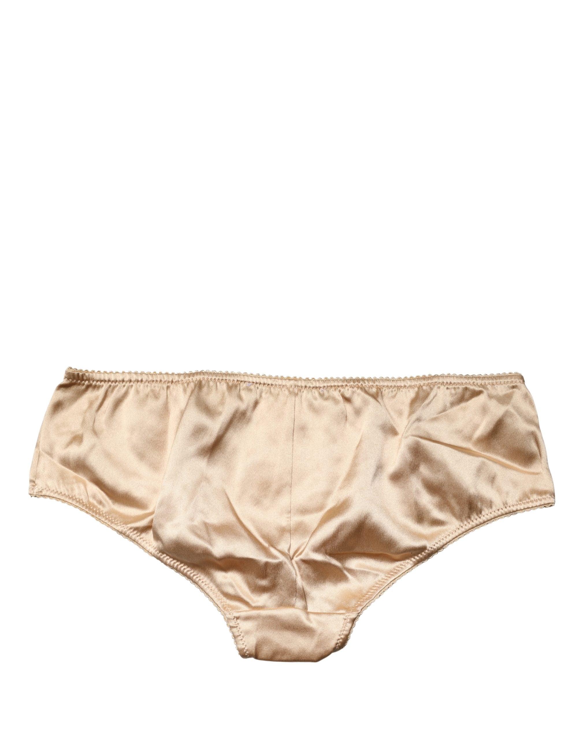Dolce & Gabbana Beige Seiden-Stretch-Slip mit mittlerem Bund
