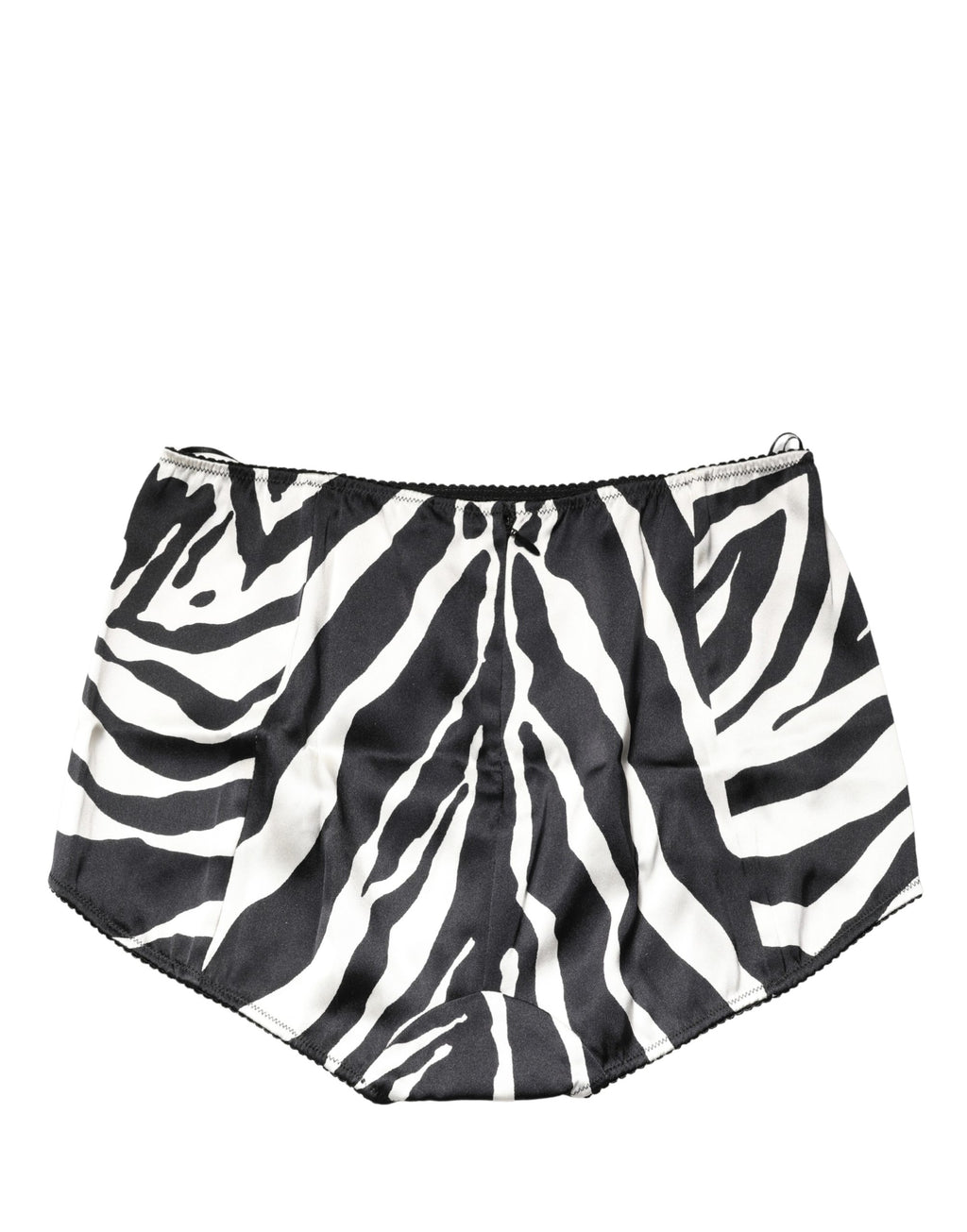 Dolce & Gabbana Schwarzer High-Waist-Gürtel-Slip im Zebra-Look
