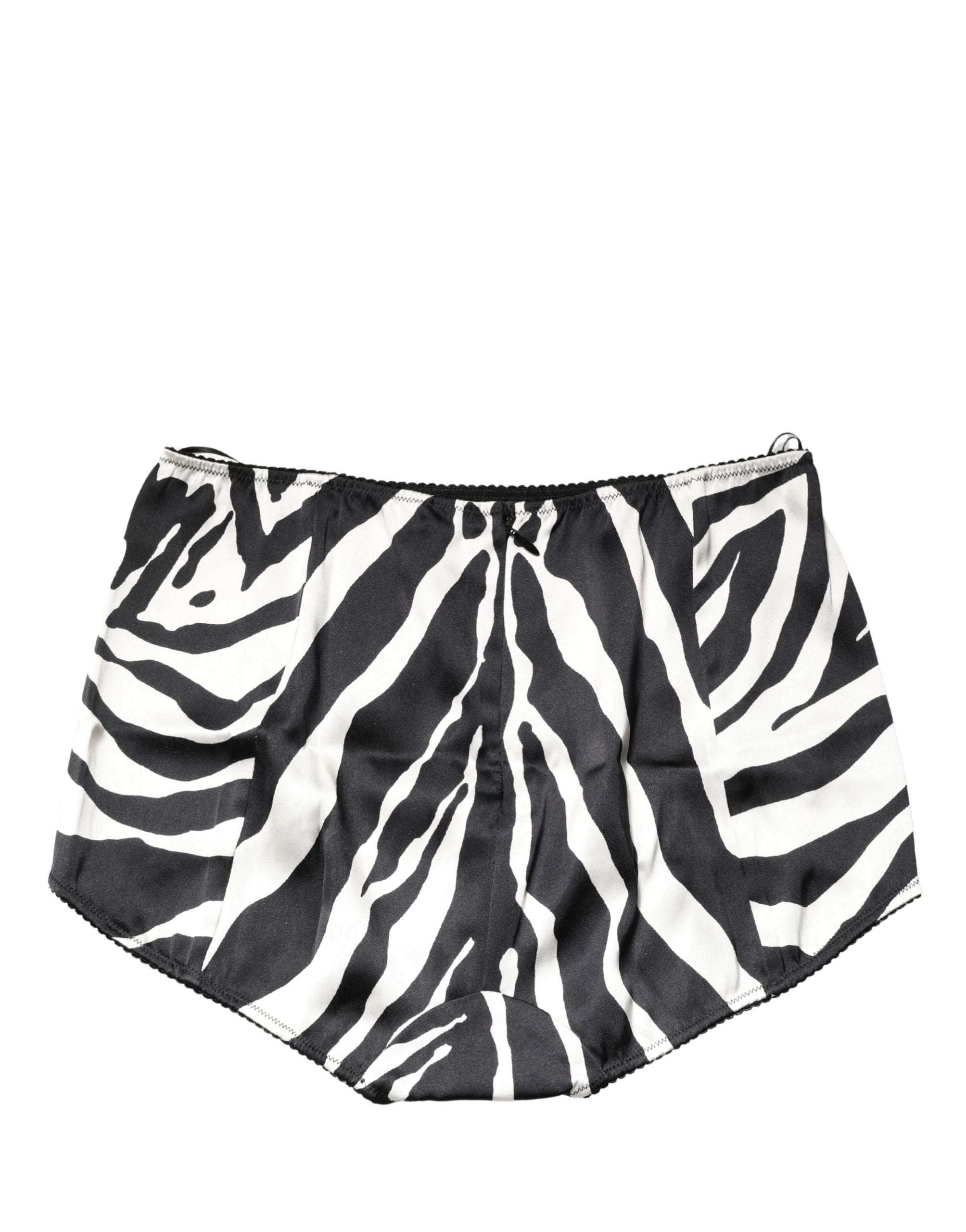 Dolce & Gabbana Schwarzer High-Waist-Gürtel-Slip im Zebra-Look