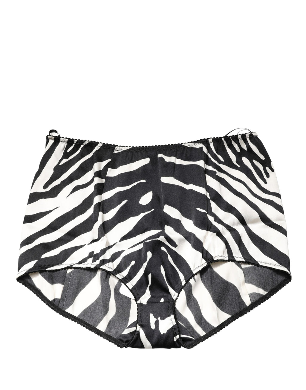 Dolce & Gabbana Schwarzer High-Waist-Gürtel-Slip im Zebra-Look