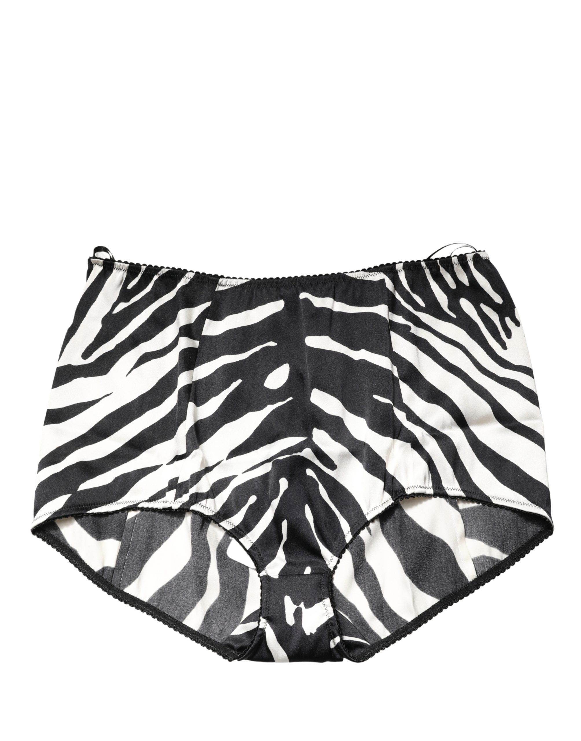 Dolce & Gabbana Schwarzer High-Waist-Gürtel-Slip im Zebra-Look