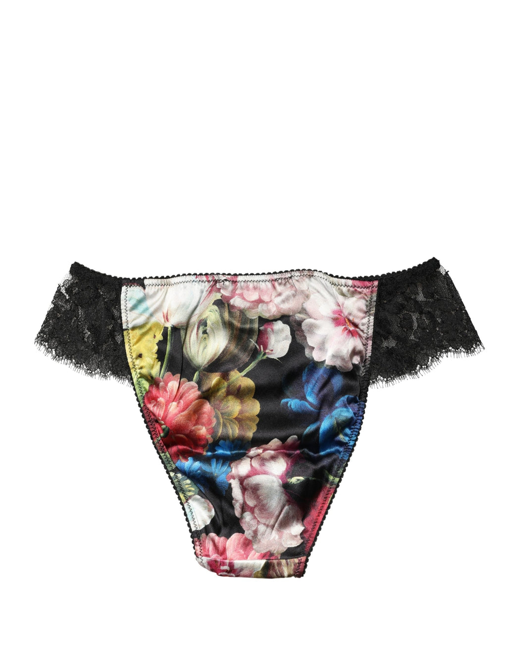 Dolce & Gabbana Schwarzer Slip mit floraler Spitze, Mid Waist