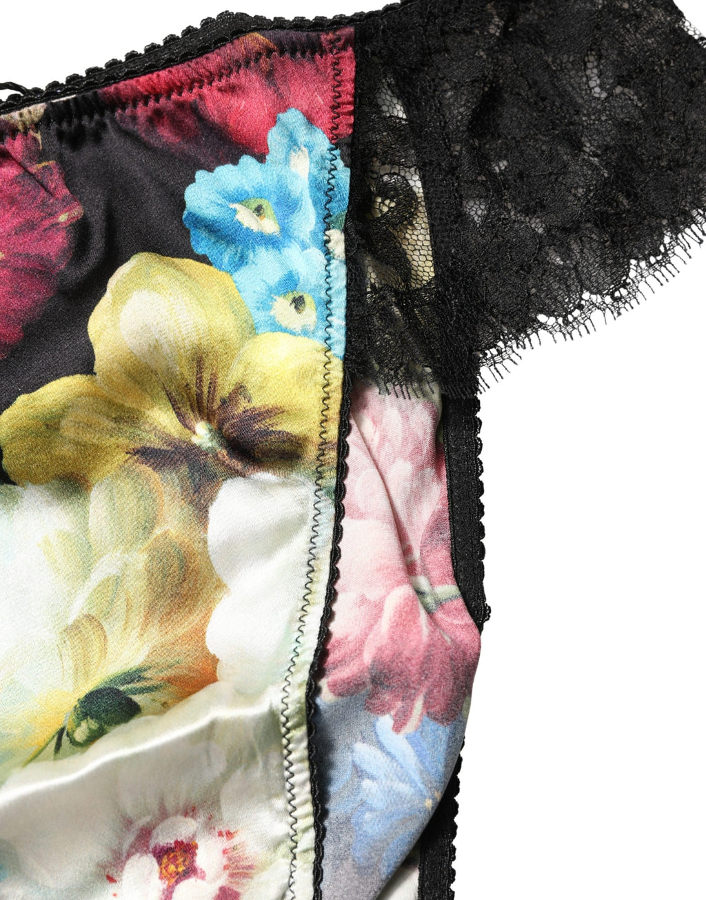 Dolce & Gabbana Schwarzer Slip mit floraler Spitze, Mid Waist