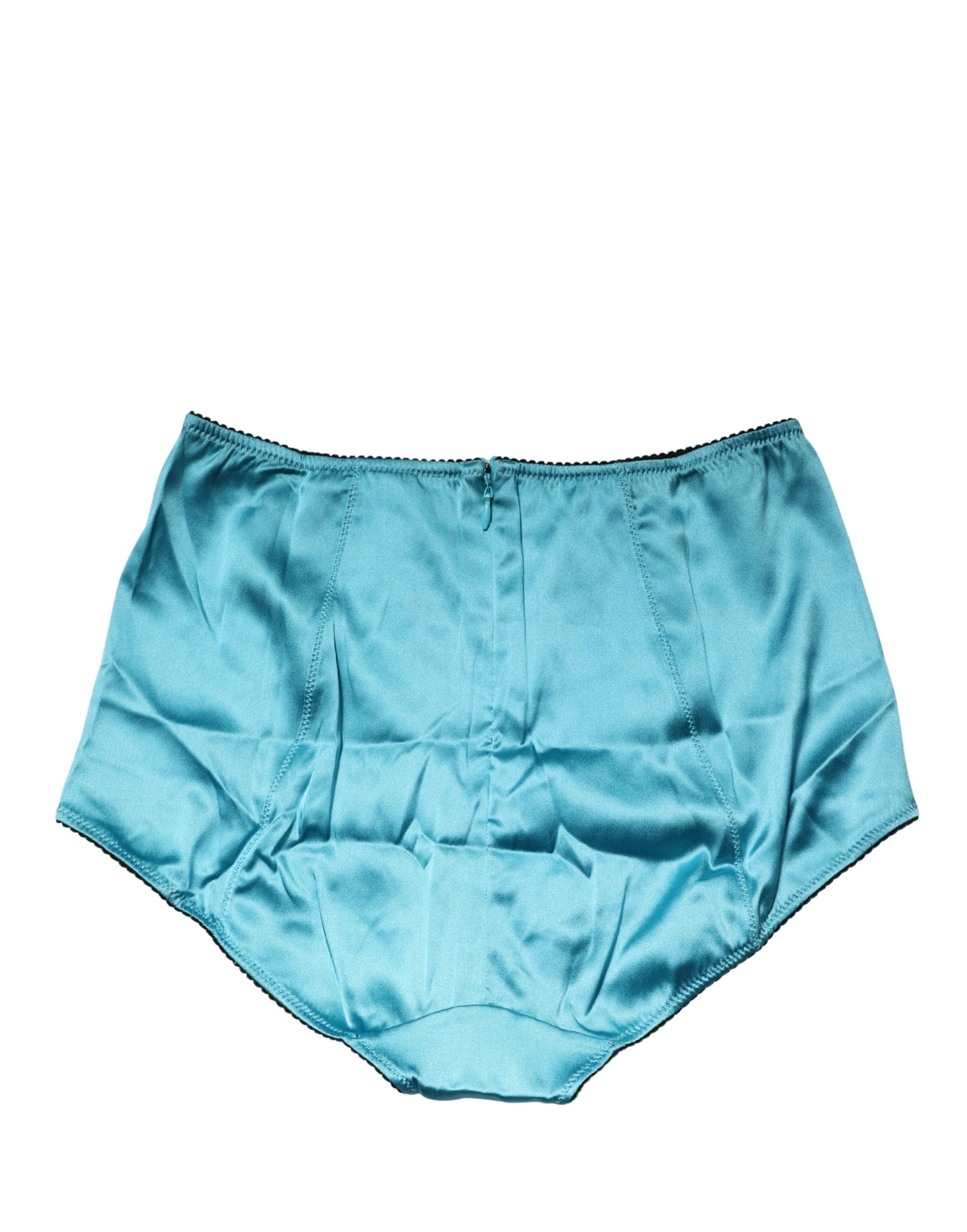 Dolce & Gabbana Blaue High-Waist Girdle-Panty aus Seidenmischung