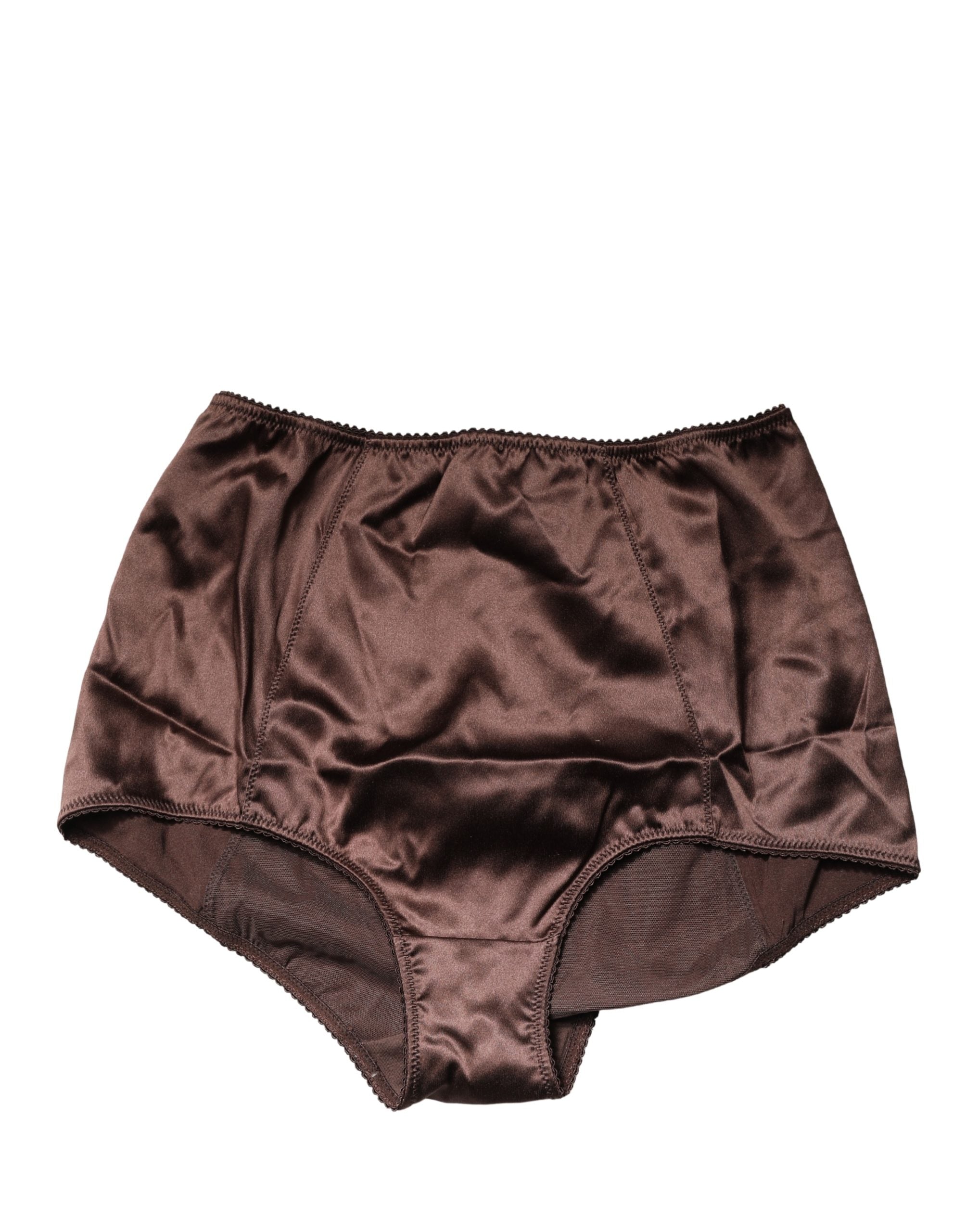 Dolce & Gabbana Brauner Seidenmischungs-Slip mit hohem Bund