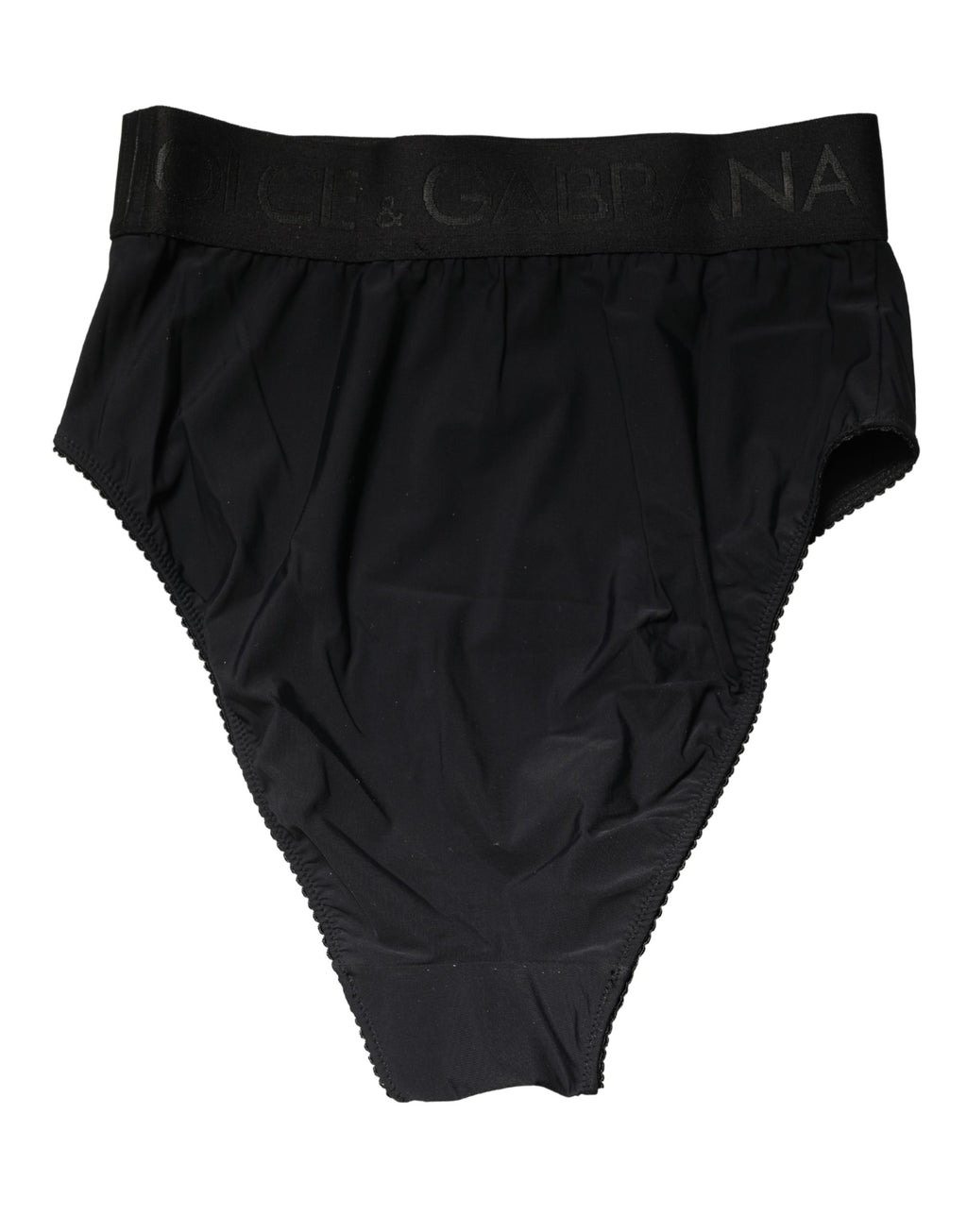 Dolce & Gabbana Schwarzer High-Waist-Slip mit Logo-Bund
