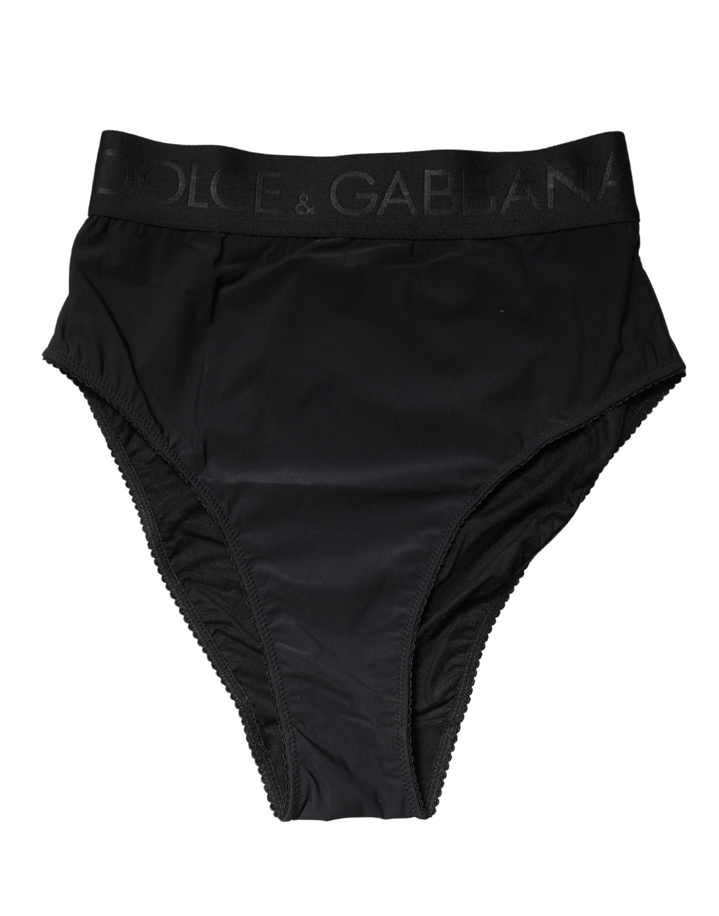 Dolce & Gabbana Schwarzer High-Waist-Slip mit Logo-Bund