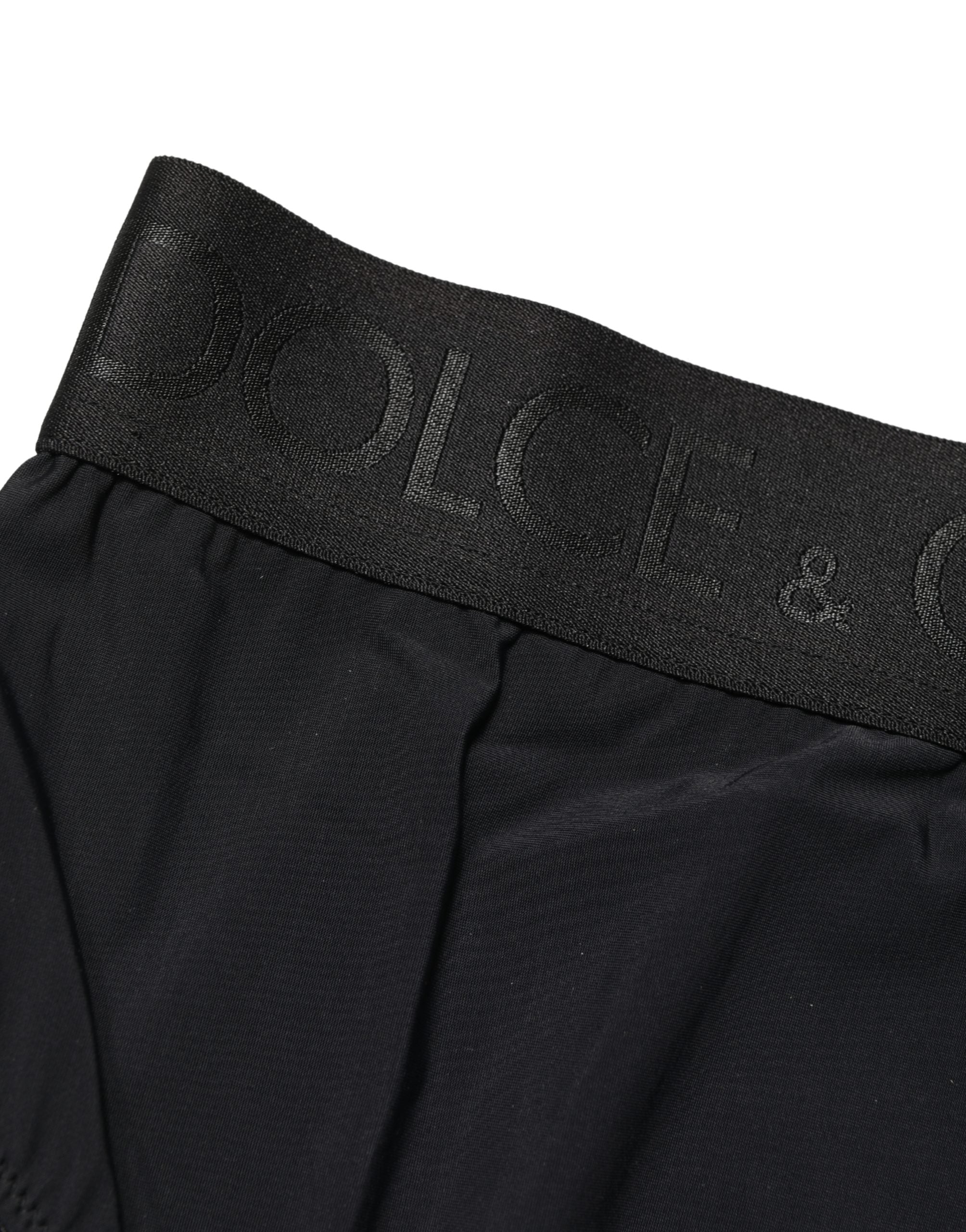 Dolce & Gabbana Schwarzer High-Waist-Slip mit Logo-Bund