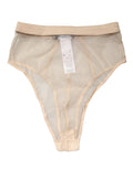 Dolce & Gabbana Beige Seidenmischung High Waist Slip-Unterhose
