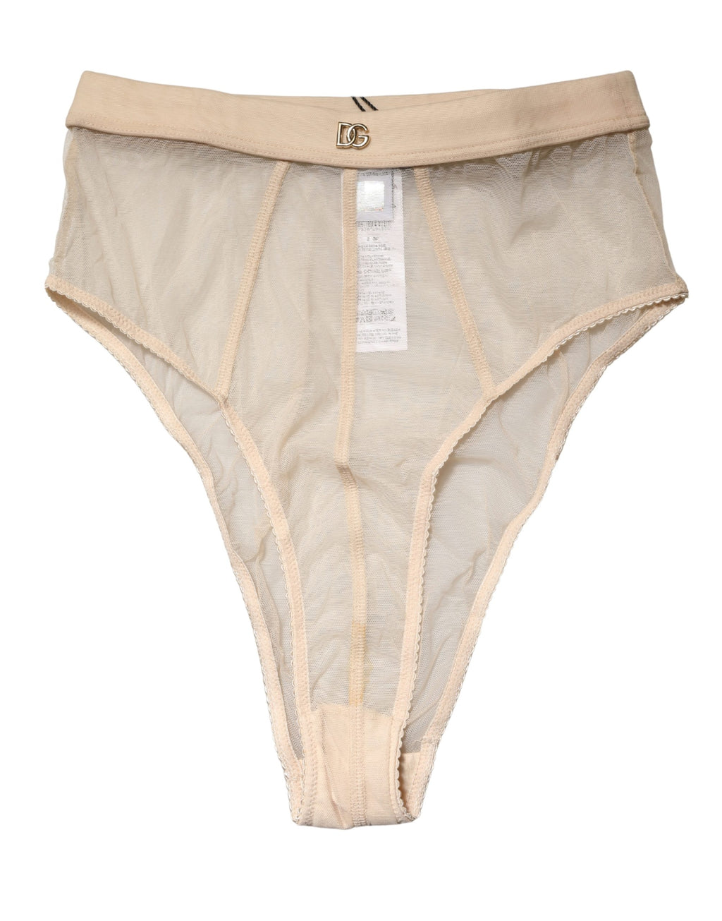 Dolce & Gabbana Beige Seidenmischung High Waist Slip-Unterhose