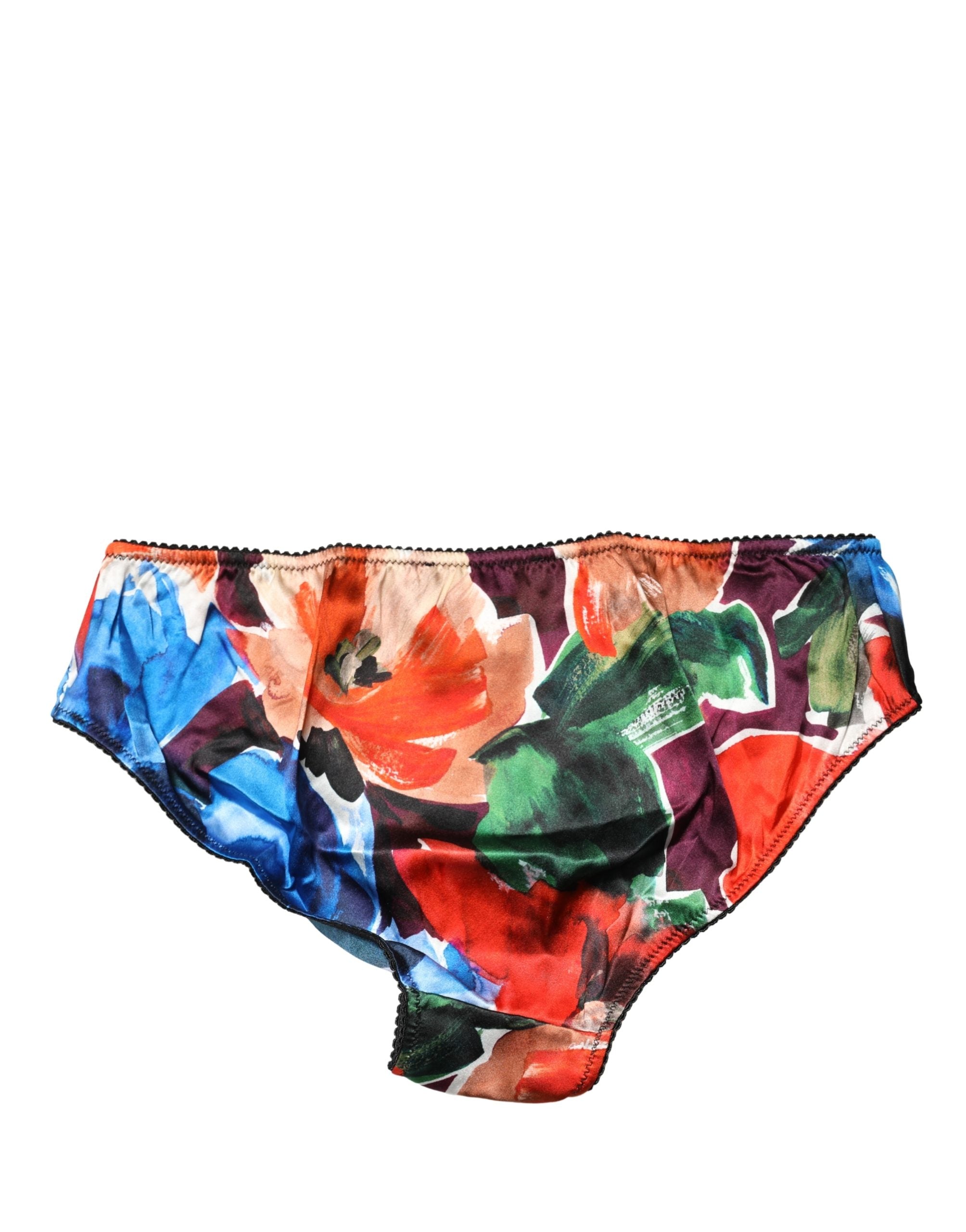 Dolce & Gabbana Mehrfarbige Blumen-Midi-Taillen-Slip-Unterwäsche