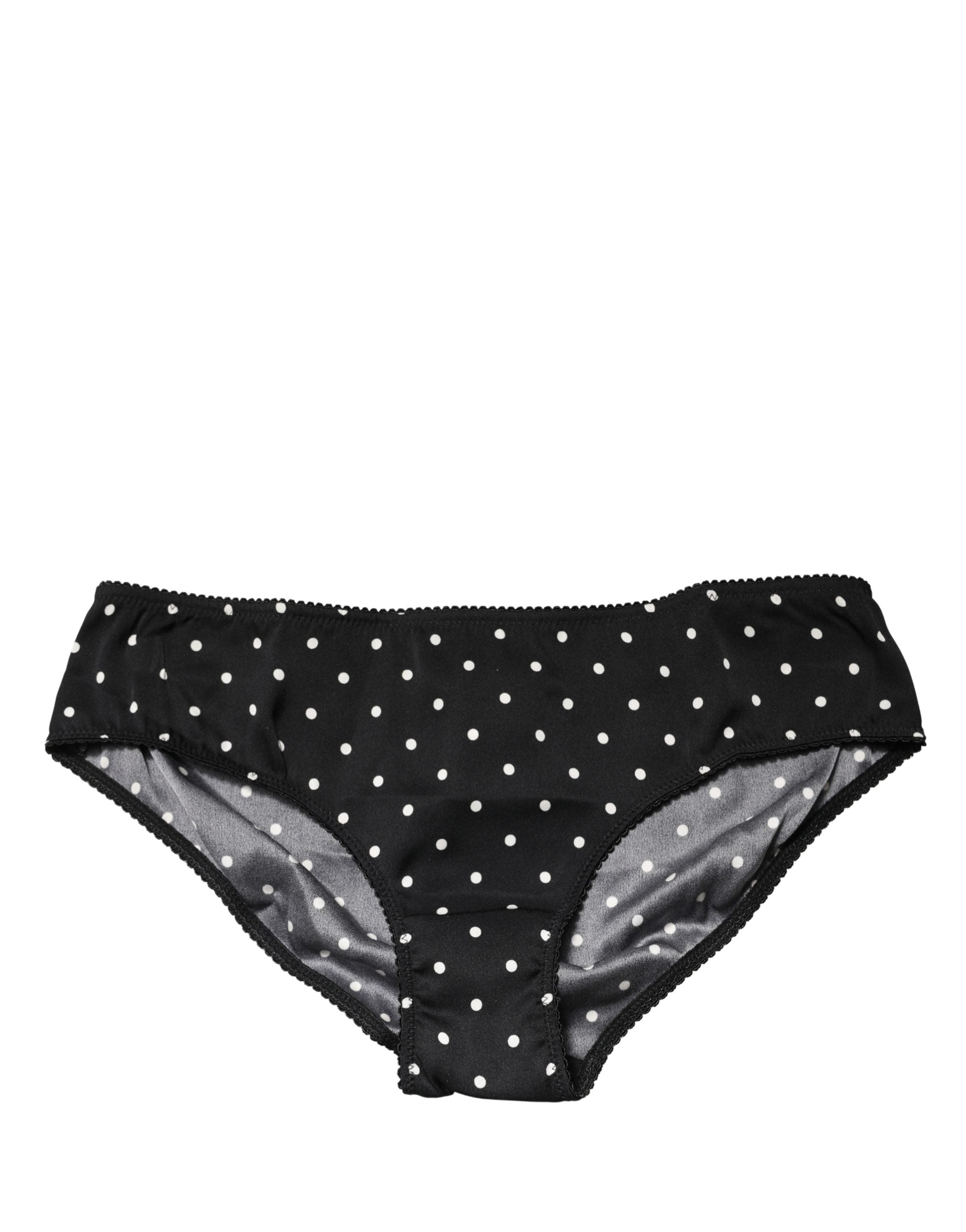 Dolce & Gabbana Schwarze Tupfen Mid Waist Slip-Unterhose