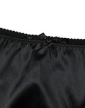 Dolce & Gabbana Schwarze Seiden-Stretch-Panty mit mittlerem Bund