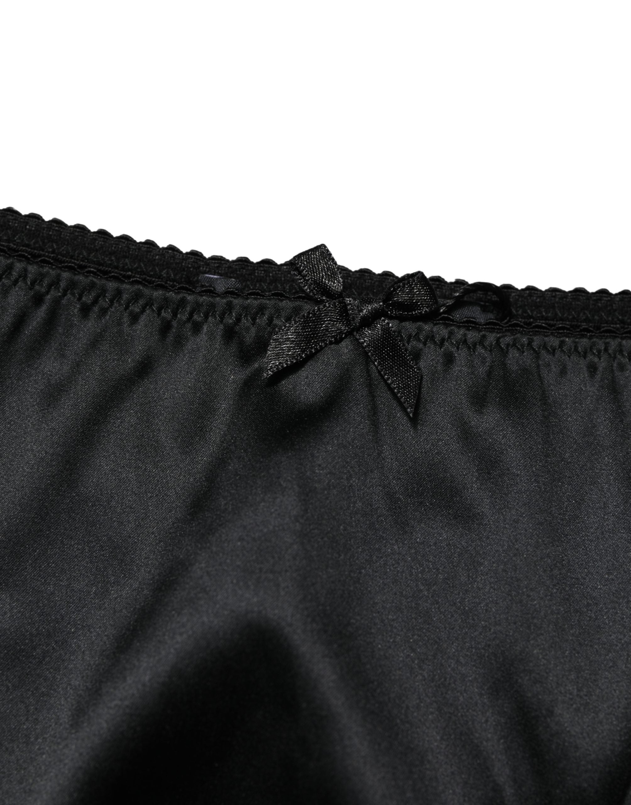 Dolce & Gabbana Schwarze Seiden-Stretch-Panty mit mittlerem Bund