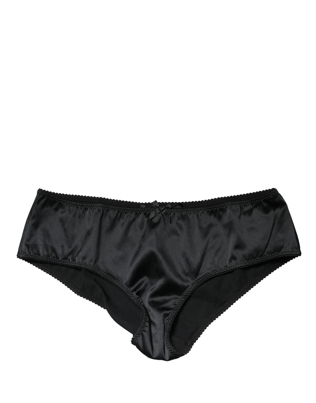 Dolce & Gabbana Schwarze Seiden-Stretch-Panty mit mittlerem Bund