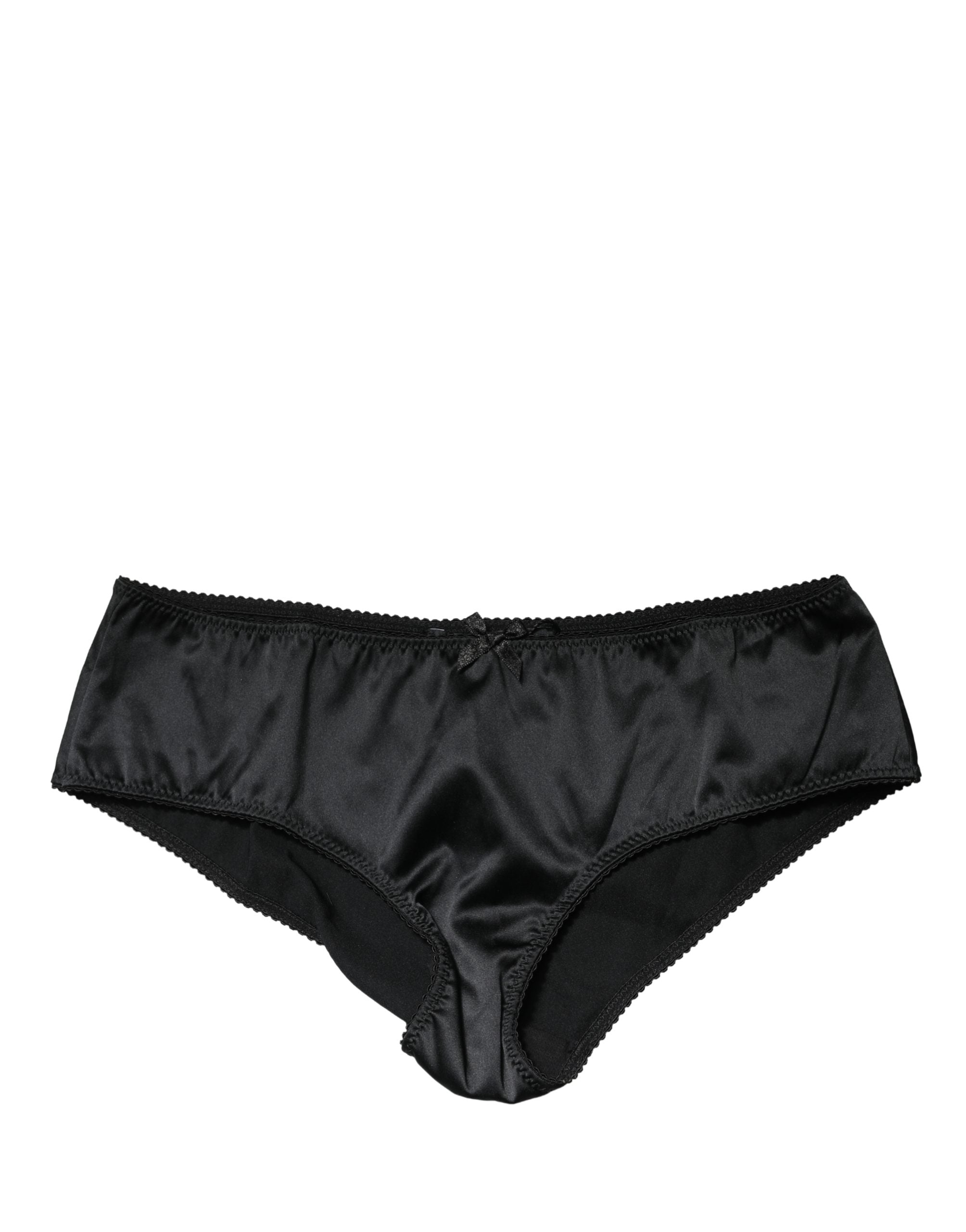 Dolce & Gabbana Schwarze Seiden-Stretch-Panty mit mittlerem Bund