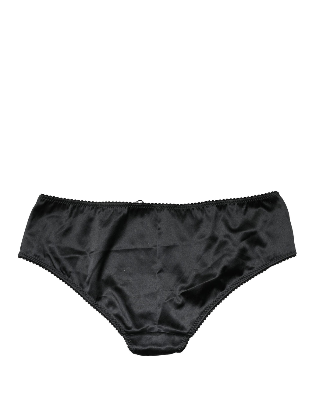 Dolce & Gabbana Schwarze Seiden-Stretch-Panty mit mittlerem Bund