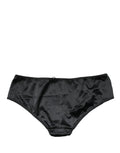 Dolce & Gabbana Schwarze Seiden-Stretch-Panty mit mittlerem Bund