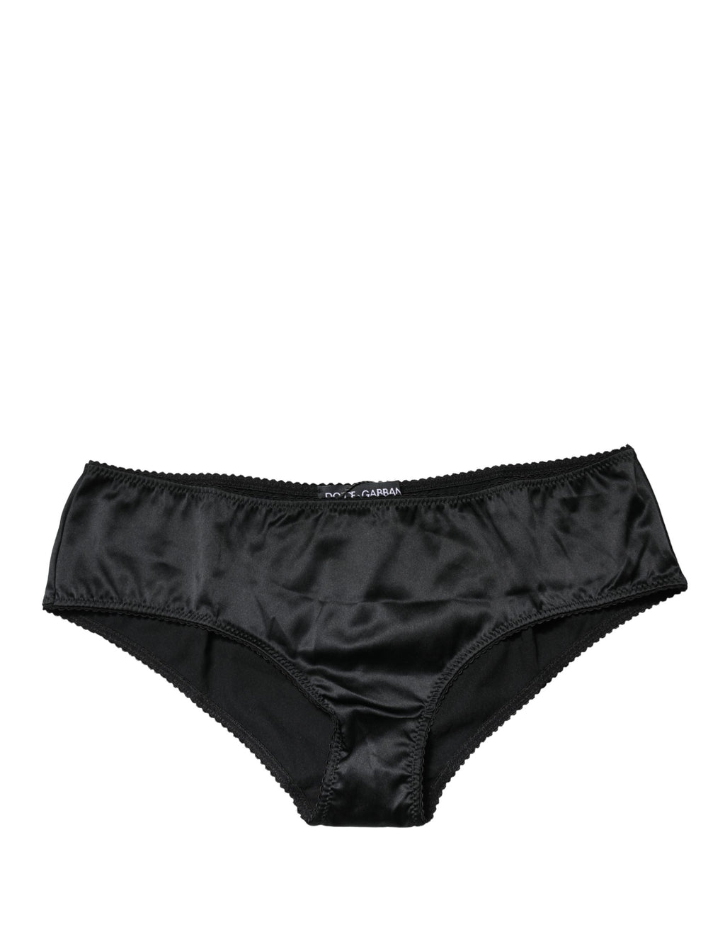Dolce & Gabbana Schwarze Seiden-Stretch-Panty mit mittlerem Bund