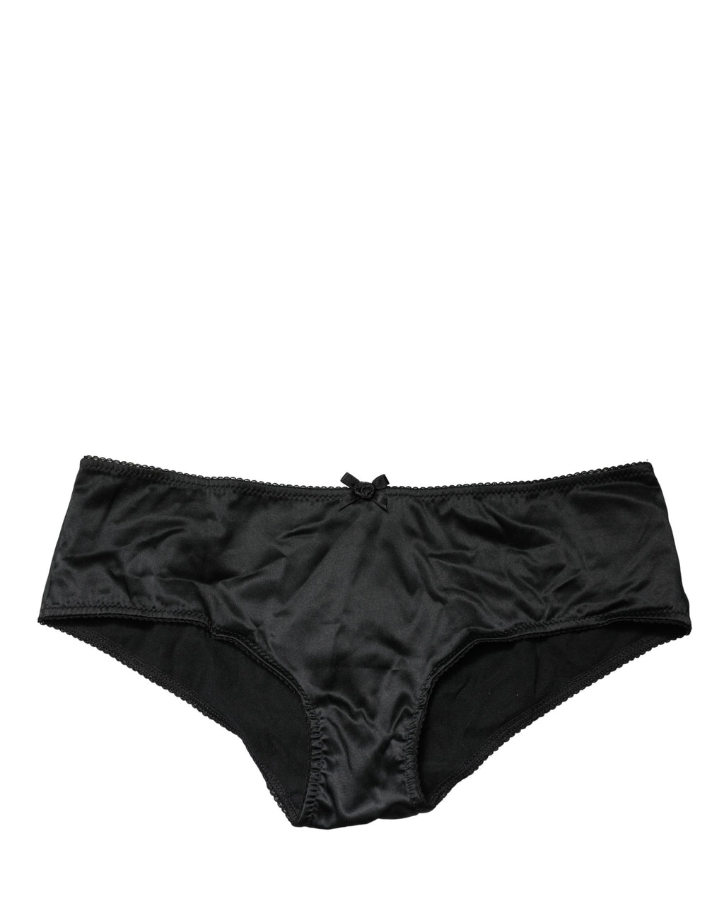 Dolce & Gabbana Schwarze Seiden-Stretch-Panty mit mittlerem Bund