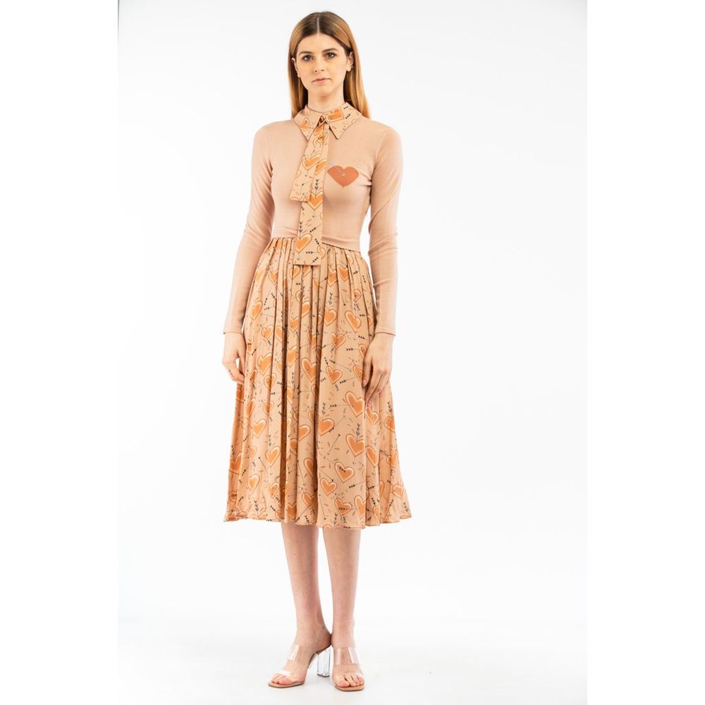 Elisabetta Franchi Beige Wool Dress Casual