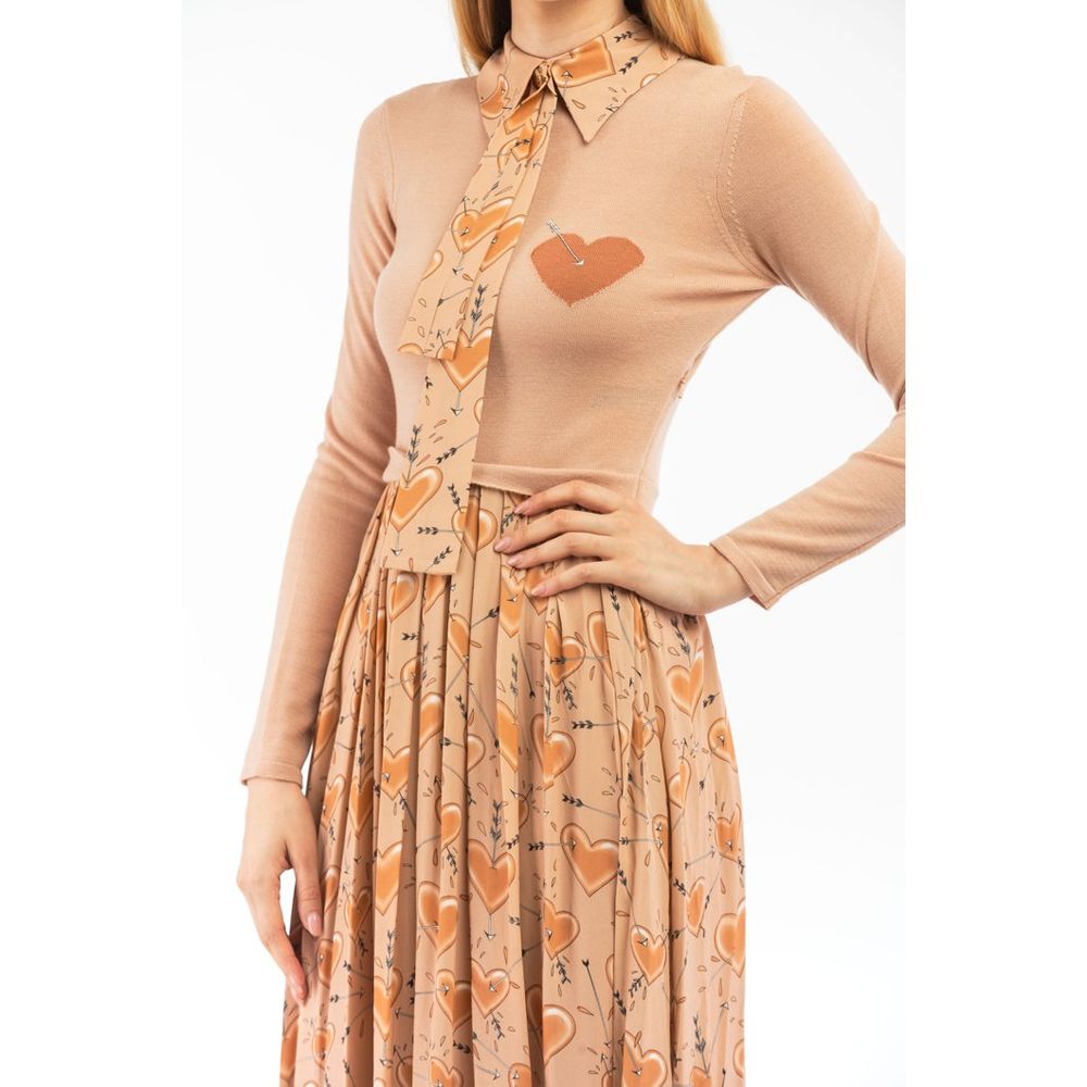 Elisabetta Franchi Beige Wool Dress Casual