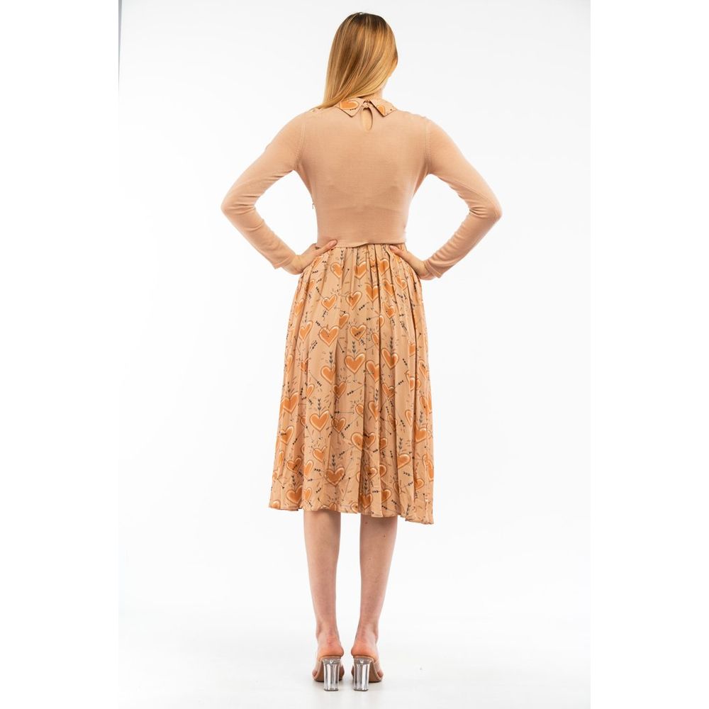 Elisabetta Franchi Beige Wool Dress Casual