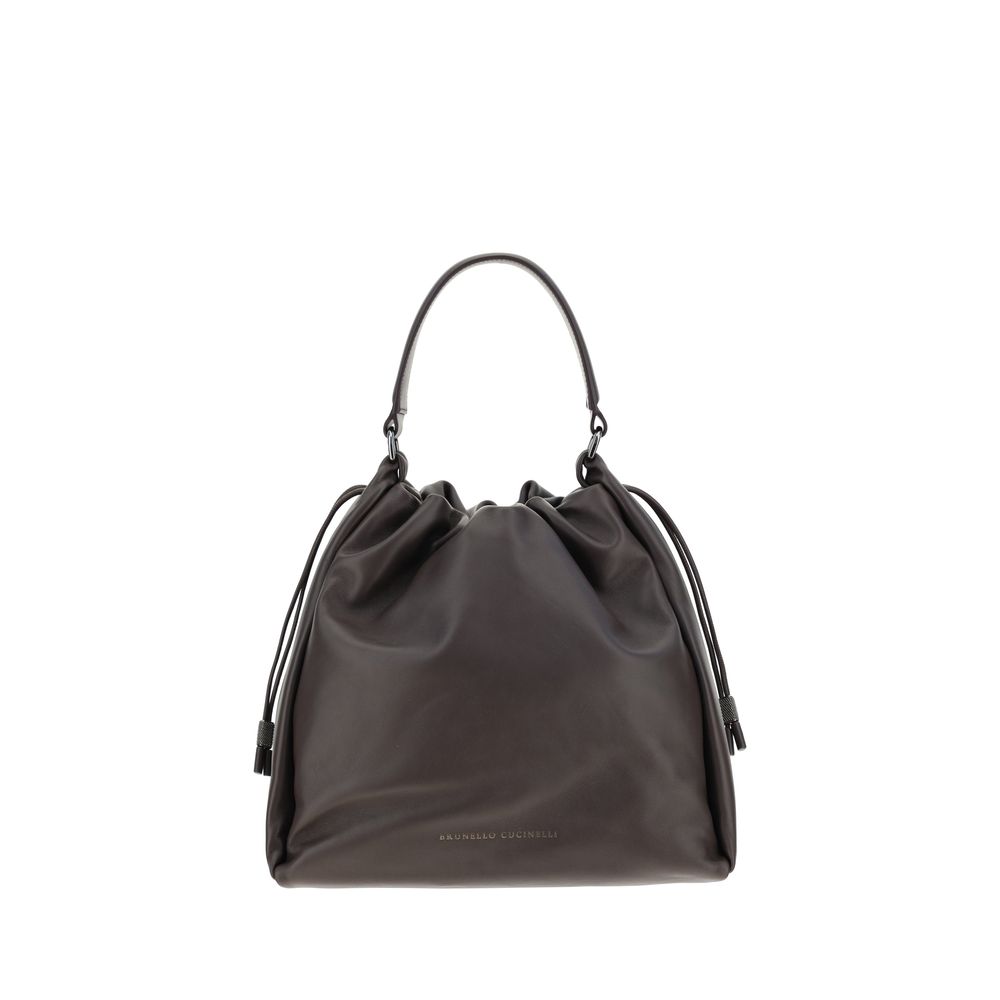 Brunello Cucinelli Brown Calfskin Bos Taurus Shoulder Bag
