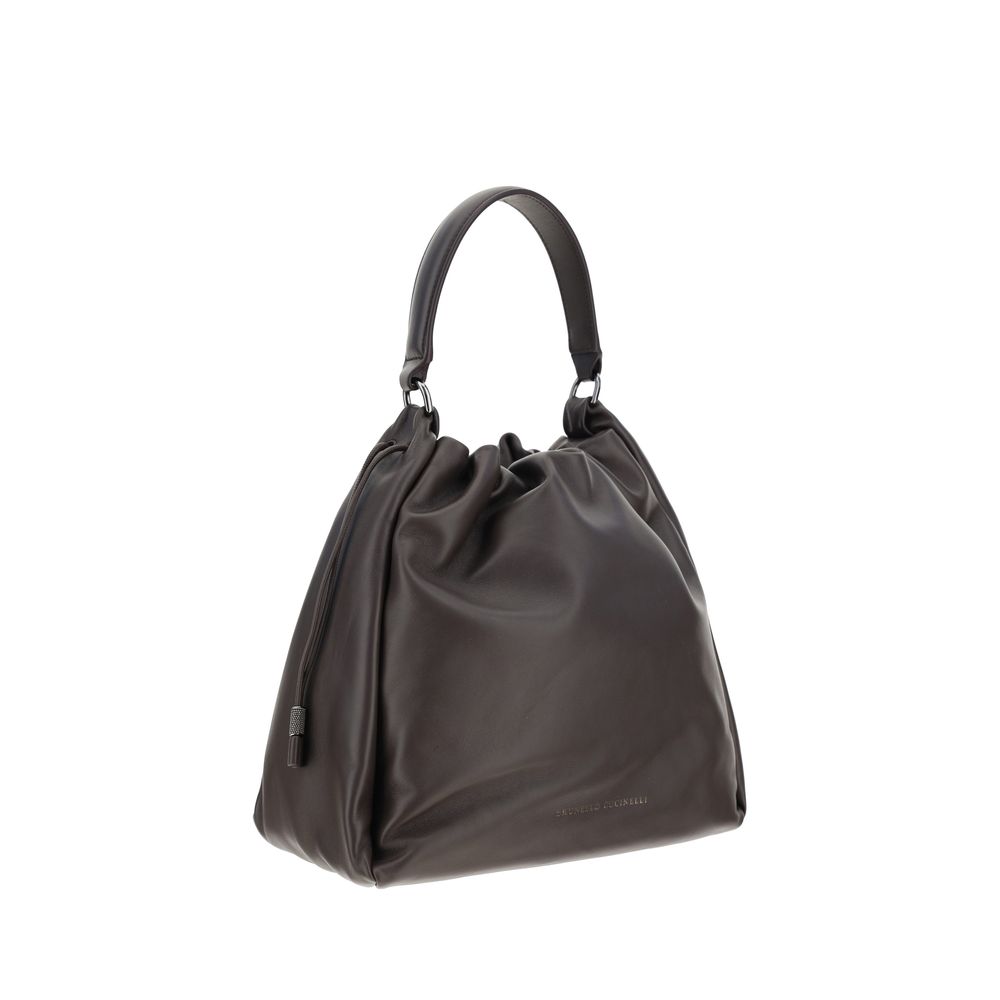 Brunello Cucinelli Brown Calfskin Bos Taurus Shoulder Bag