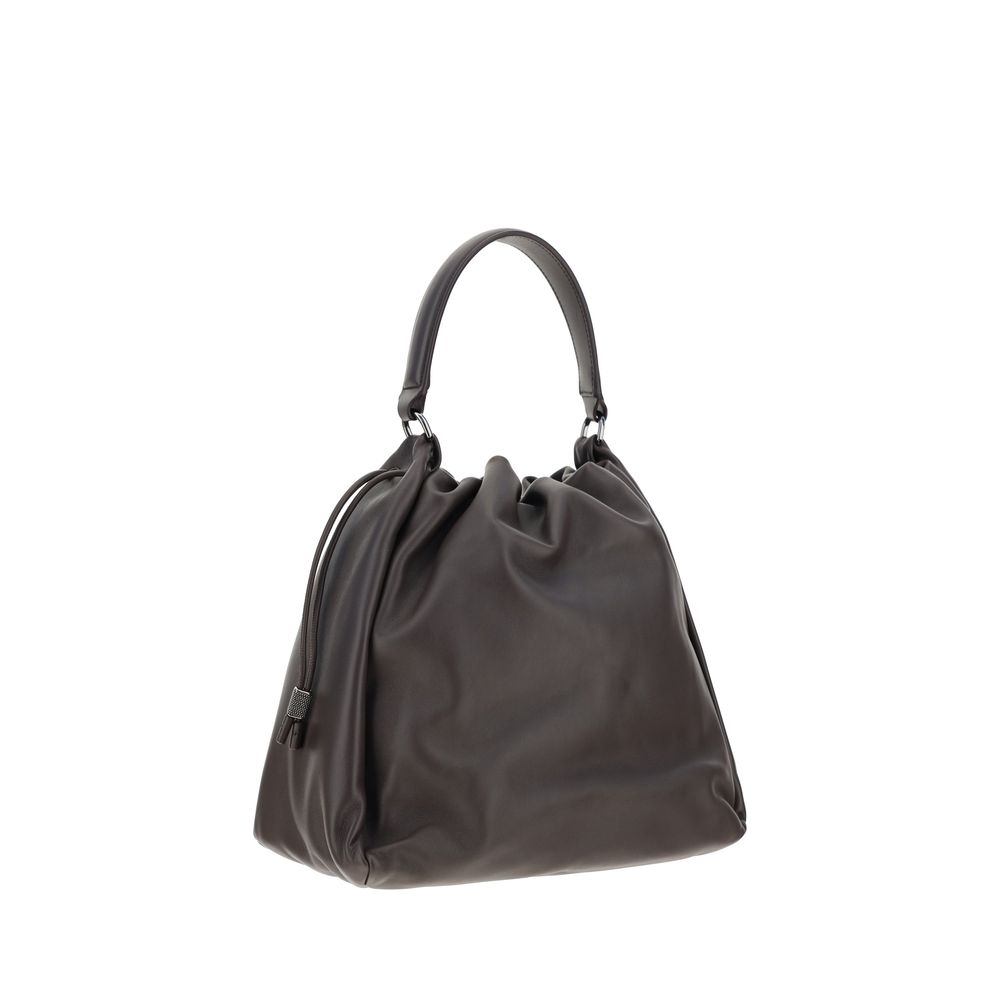 Brunello Cucinelli Brown Calfskin Bos Taurus Shoulder Bag