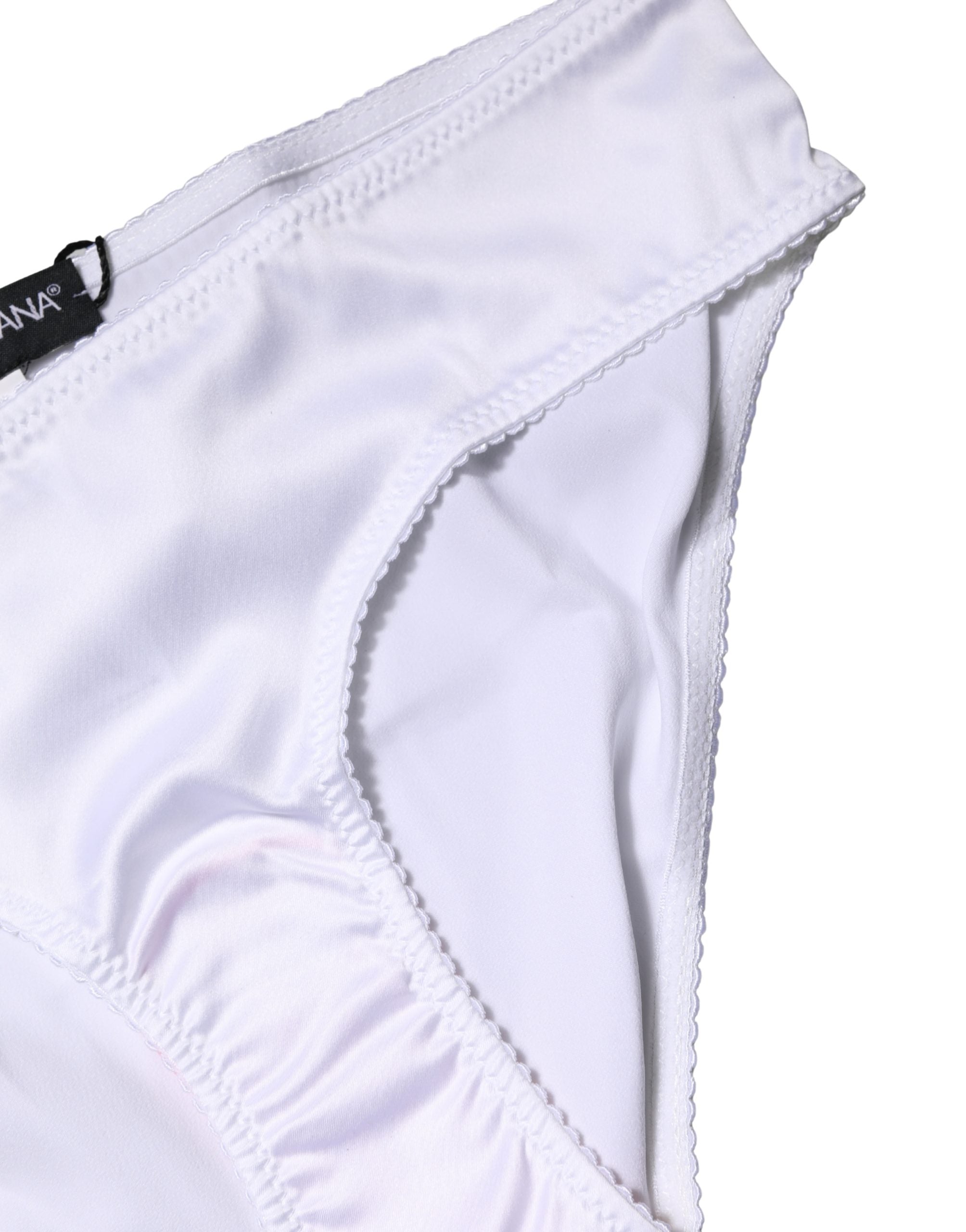 Dolce & Gabbana Weiße Seiden-Stretch-Panty mit mittlerem Bund