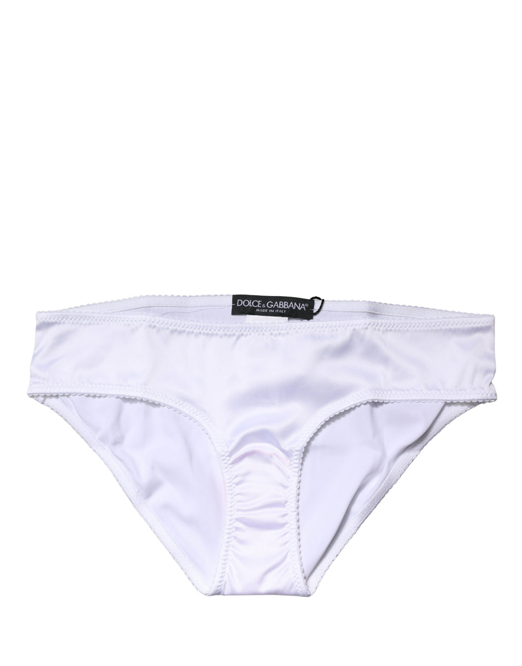 Dolce & Gabbana Weiße Seiden-Stretch-Panty mit mittlerem Bund
