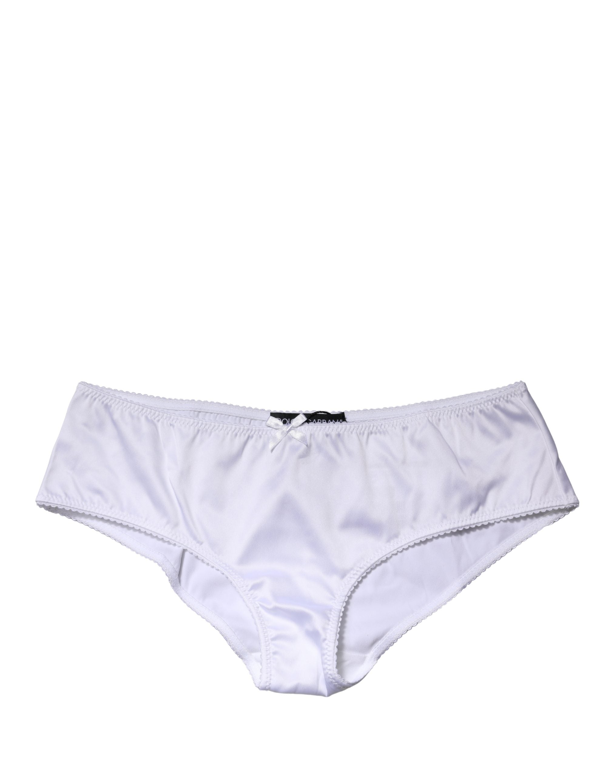 Dolce & Gabbana Weiße Seiden-Stretch-Panty mit mittlerem Bund