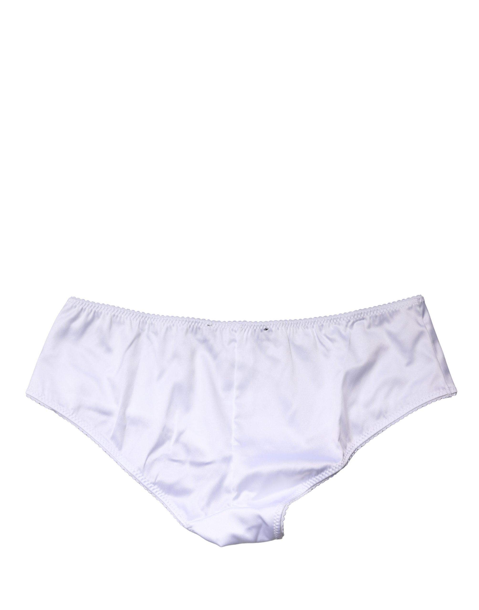 Dolce & Gabbana Weiße Seiden-Stretch-Panty mit mittlerem Bund