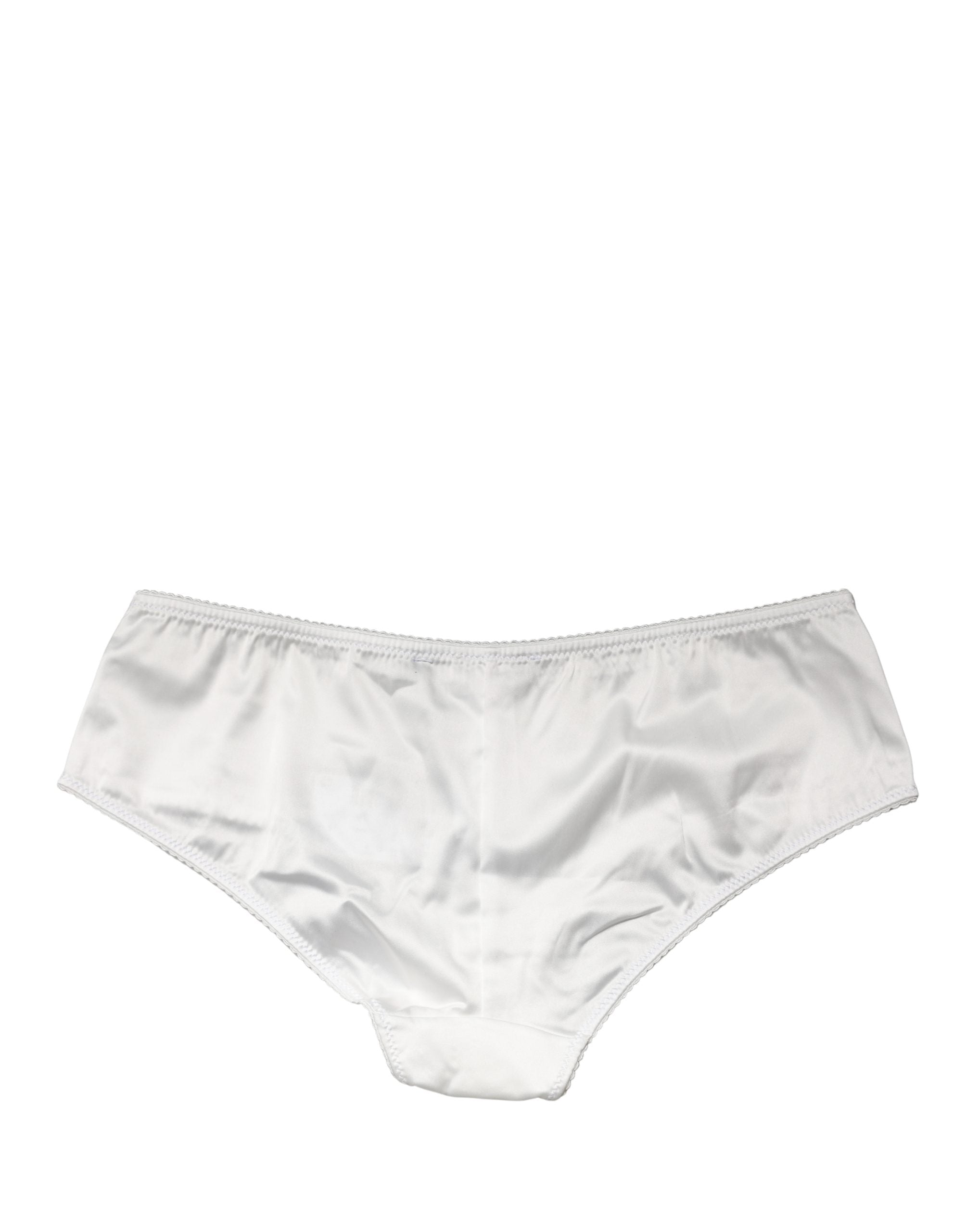 Dolce & Gabbana Weiße Seiden-Stretch-Panty mit mittlerem Bund