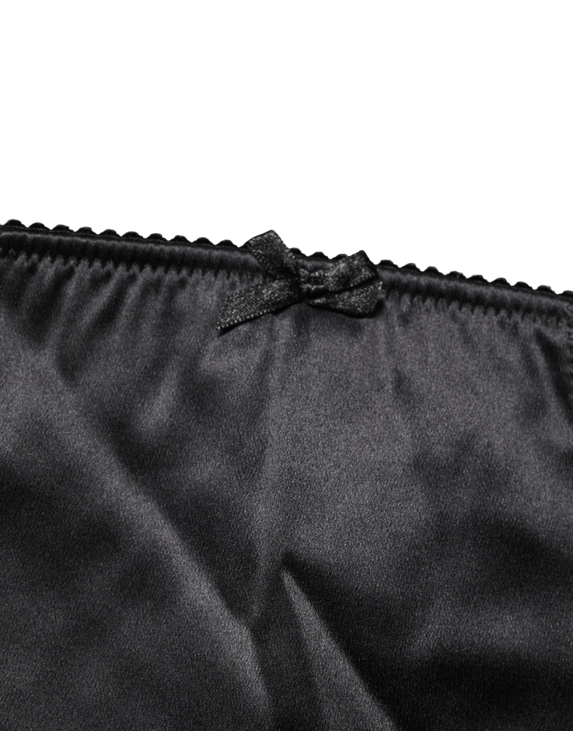 Dolce & Gabbana Schwarzer Seiden-Mix Taillien-Slip-Body