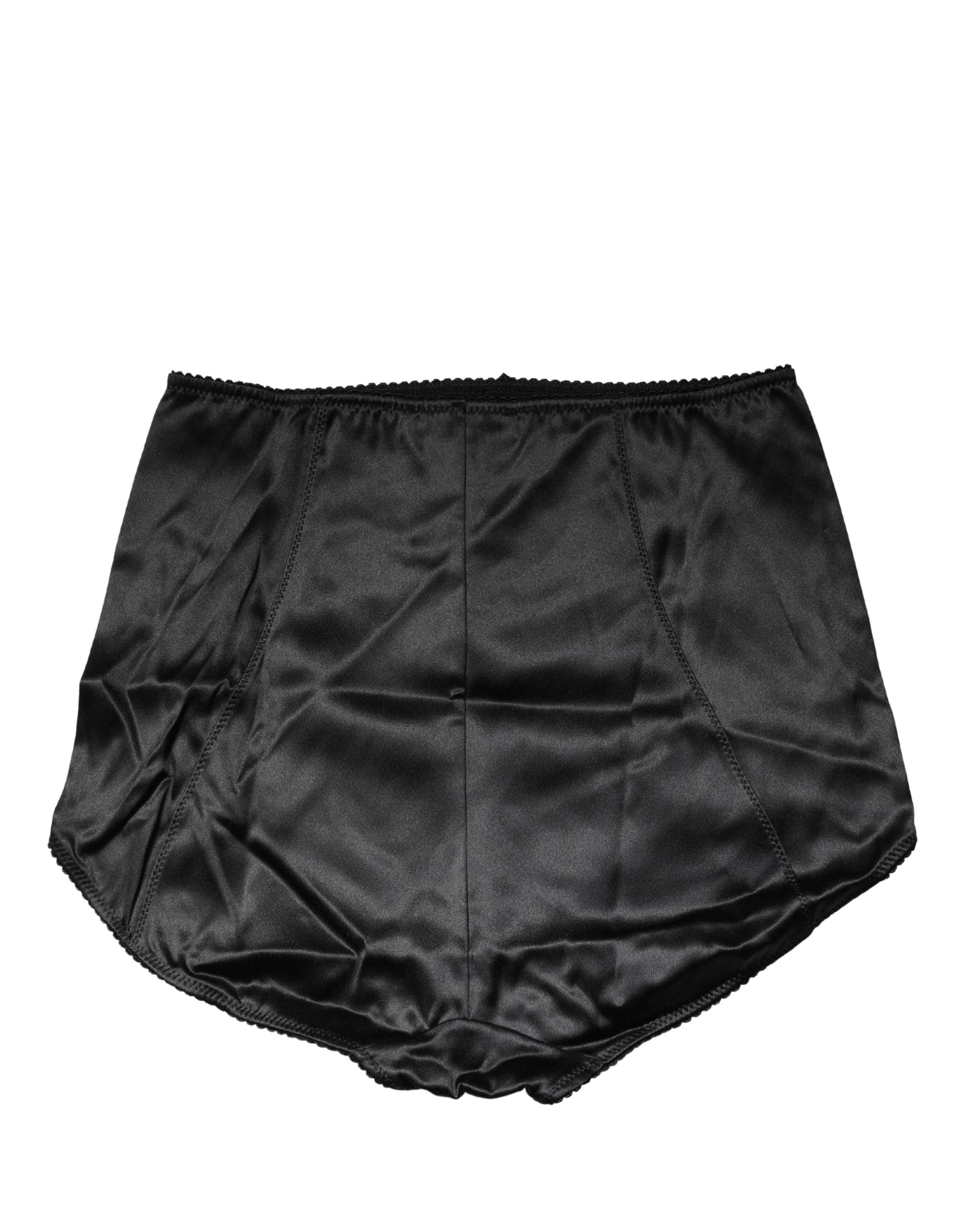 Dolce & Gabbana Schwarzer Seiden-Mix Taillien-Slip-Body