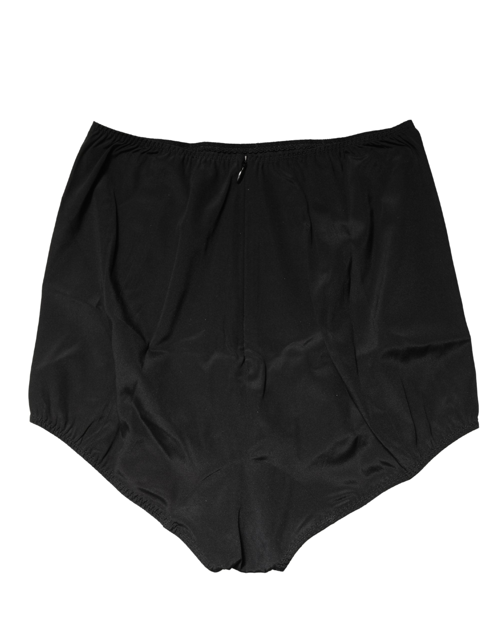 Dolce & Gabbana Schwarzer Seiden-Mix Taillien-Slip-Body
