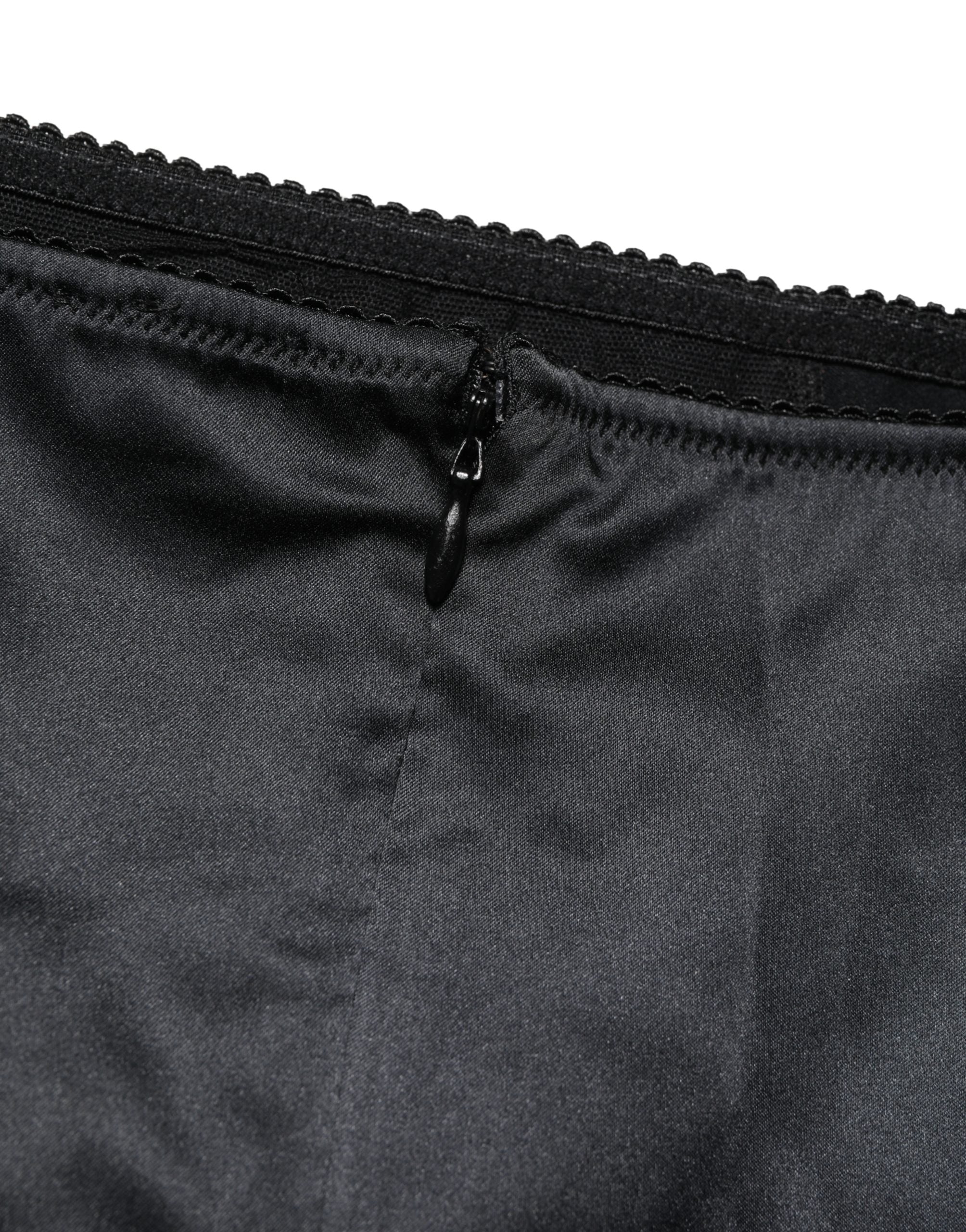 Dolce & Gabbana Schwarzer Seiden-Mix Taillien-Slip-Body