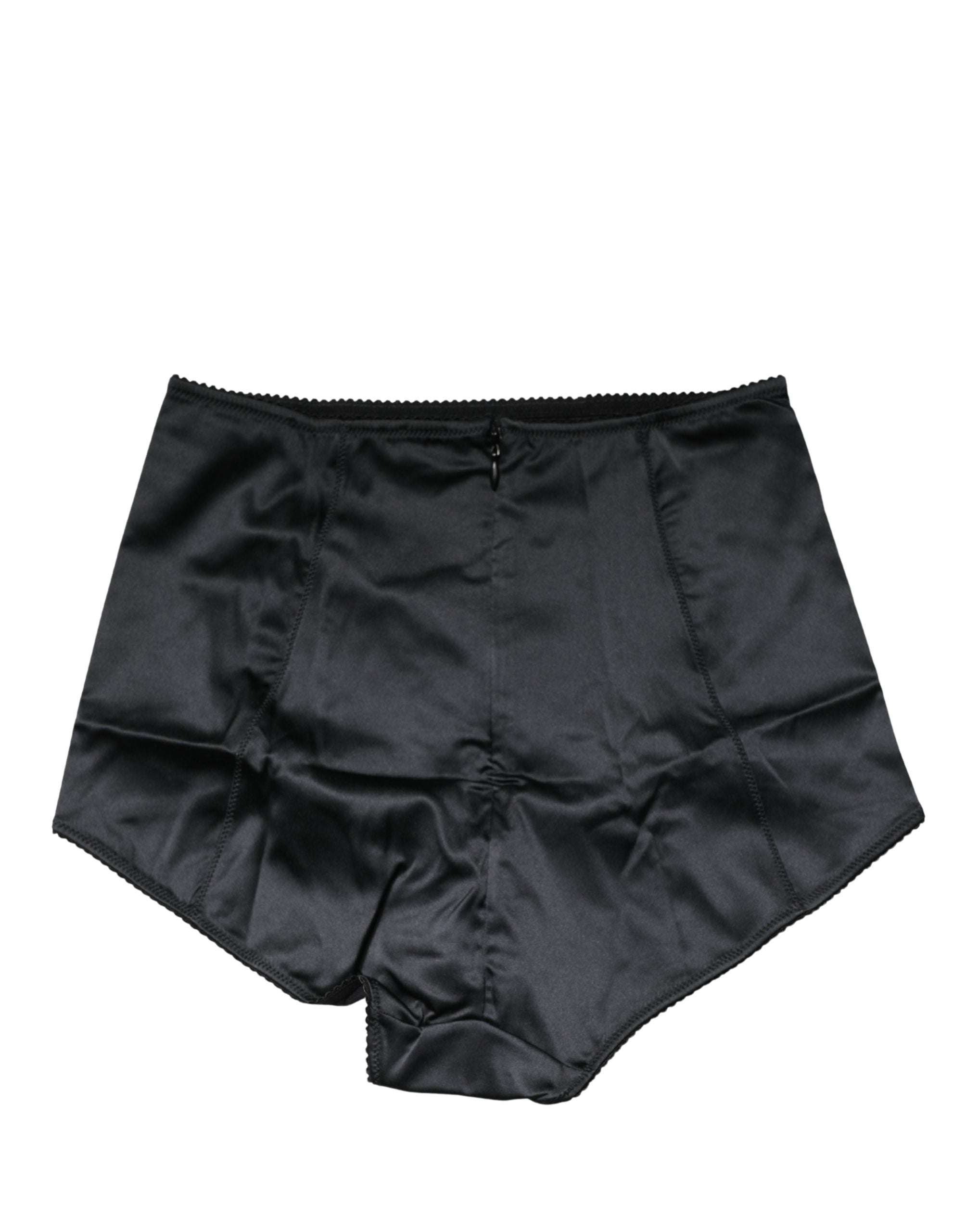 Dolce & Gabbana Schwarzer Seiden-Mix Taillien-Slip-Body