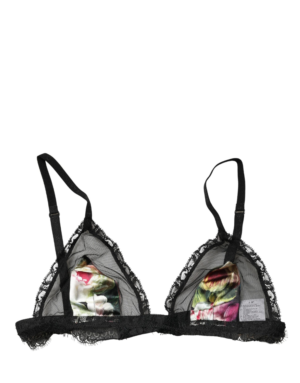 Dolce & Gabbana Schwarzer BH mit Blumenmuster, Soft Cup, Triangel