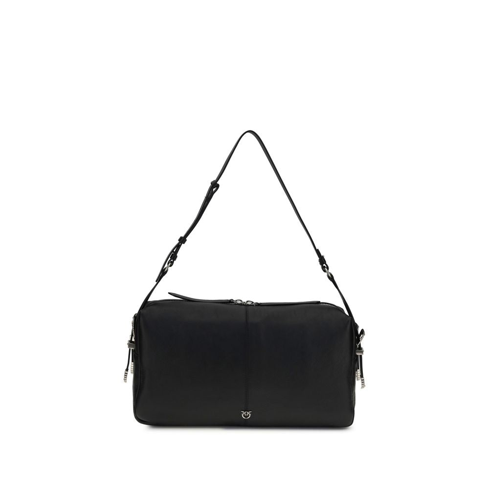 PINKO Black Bos Taurus Calfskin Shoulder Bag