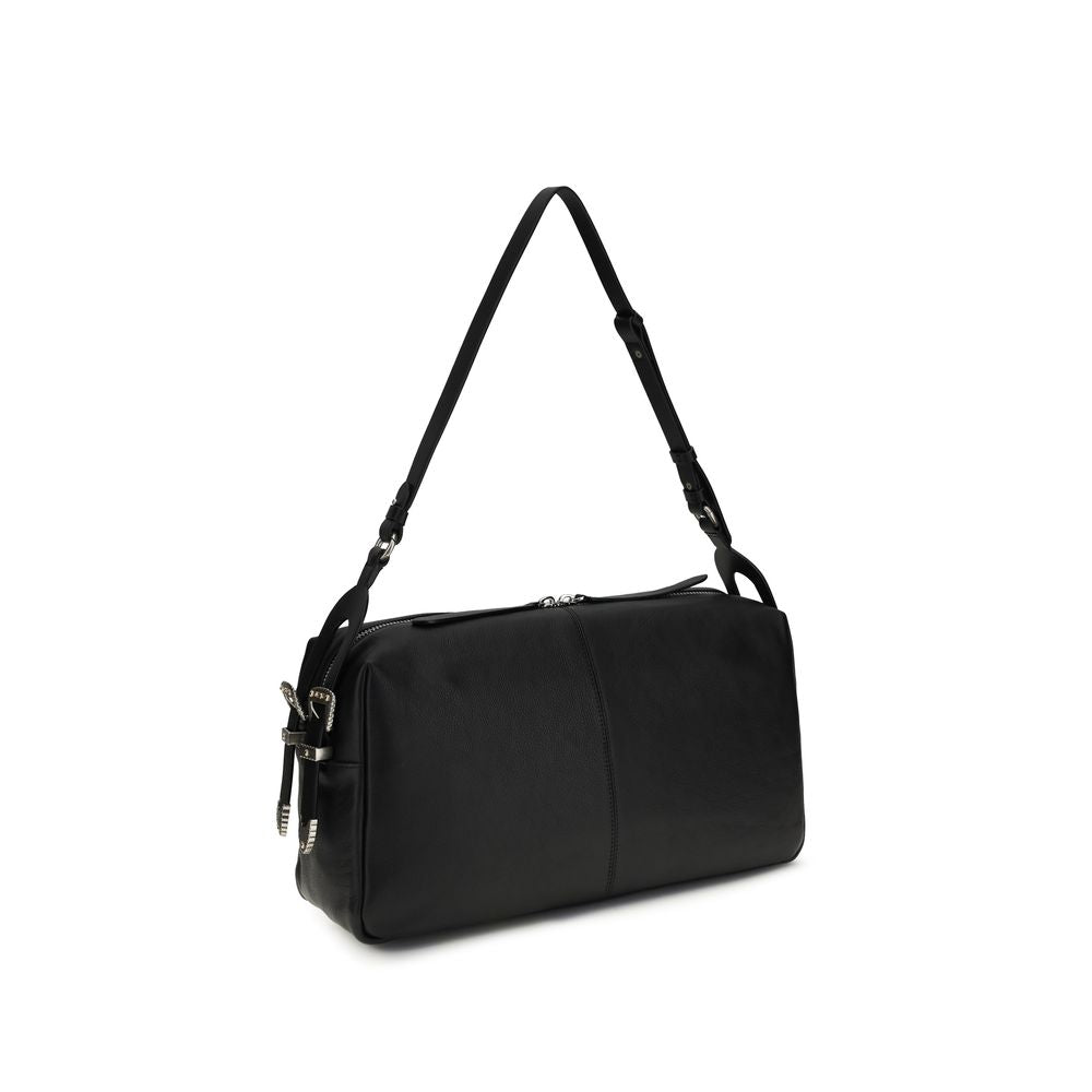 PINKO Black Bos Taurus Calfskin Shoulder Bag