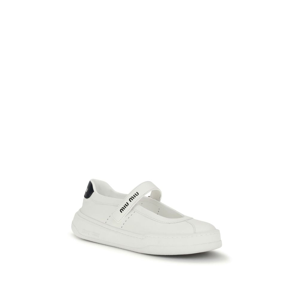 Miu Miu Weiße Kalbsleder Ballerinas Bos Taurus