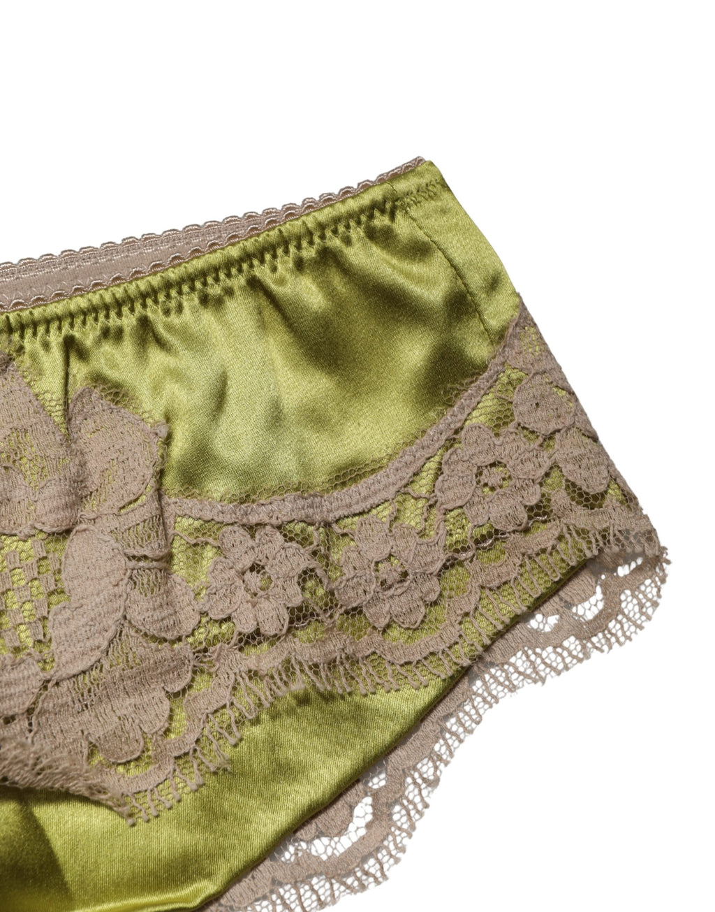 Dolce & Gabbana Unterwäsche Grün Seidensatin Blumen-Spitzen-Slip